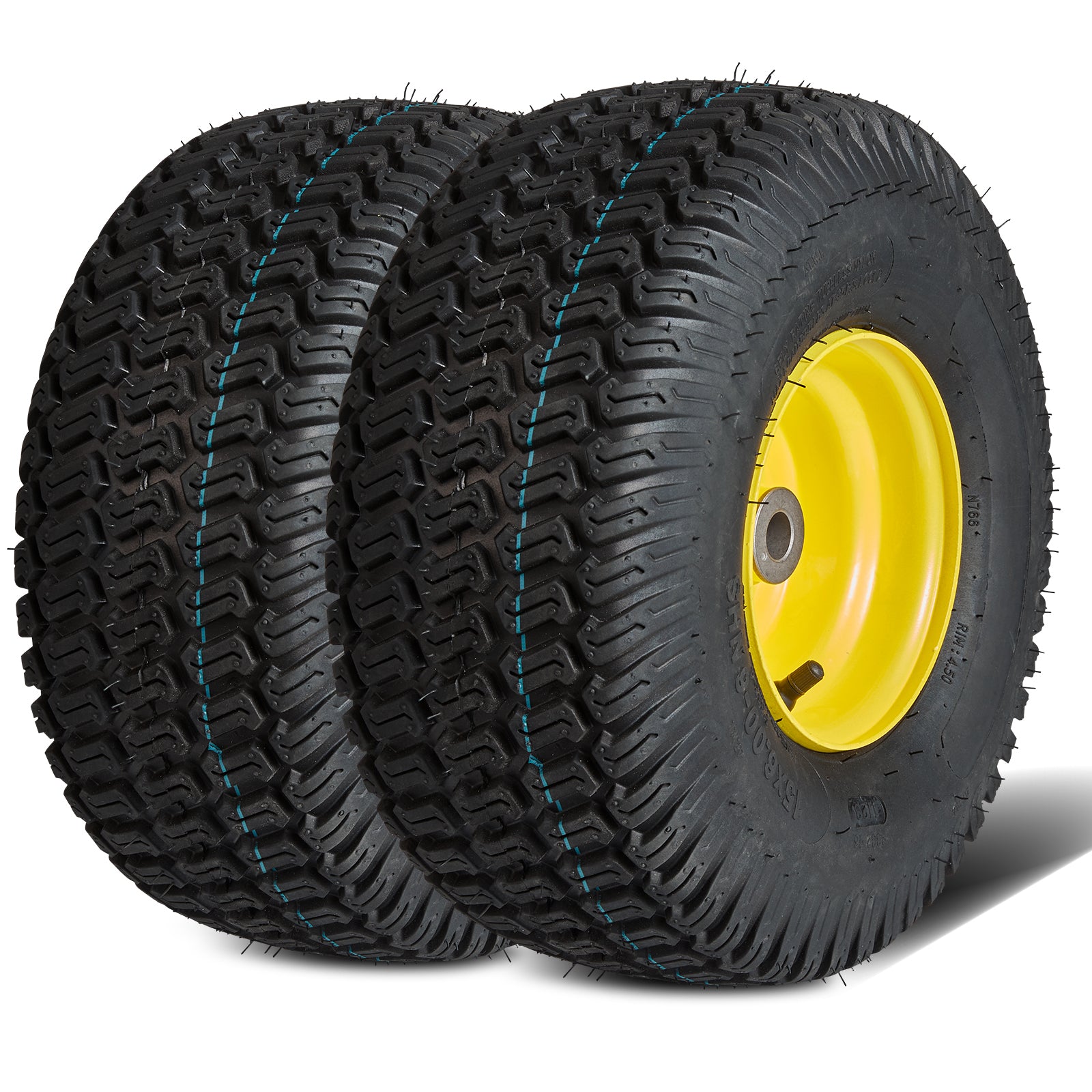 2-Pack 15x6-6" Tubeless Tractor Tires – S-Turf Pneumatic, 3" Offset Hub, 595 LB Capacity, 16 Adapters
