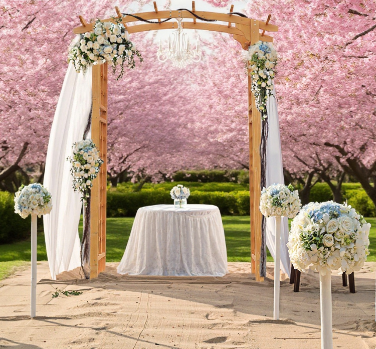 wooden arch trellis Wood Round Pergola Arbor Arch Trellis 7.5'