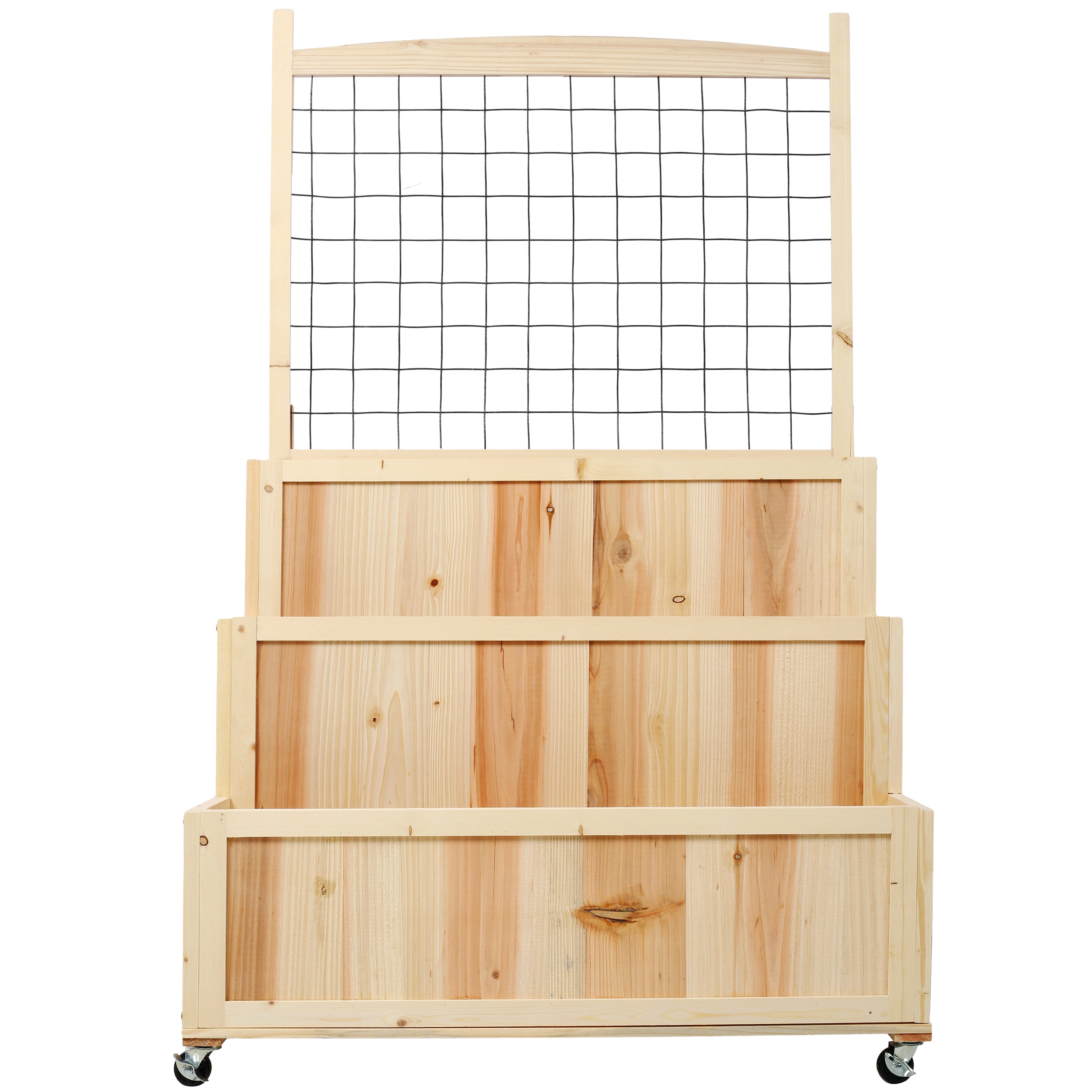3-Tier Raised Garden Bed with Trellis – Vertical Planter Box with Wheels & Storage