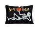 Halloween Lumbar Pillow 14x20 Black Velvet Skeleton Embroidery