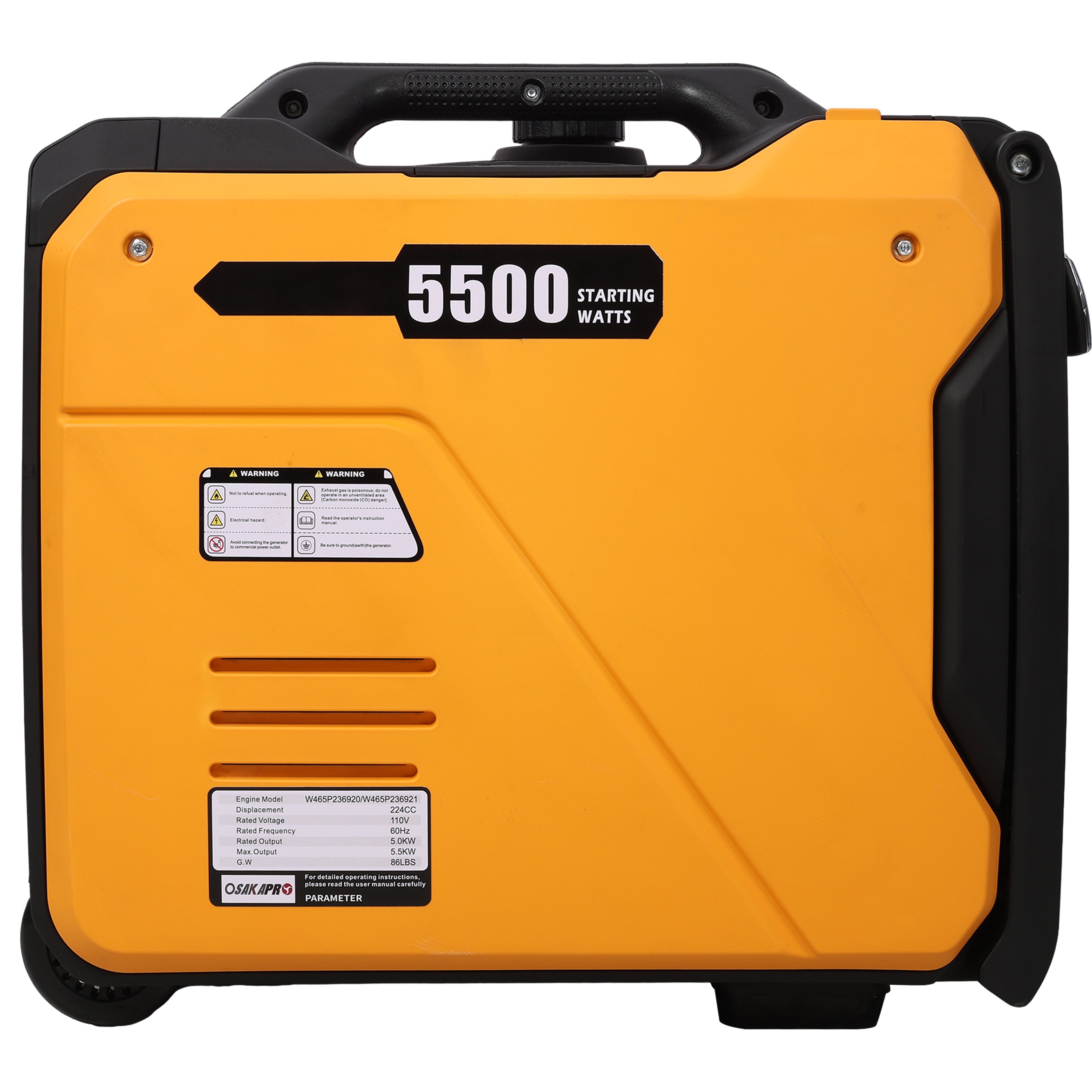 Super quiet Inverter Generator 5.5KW portable generator electric&remote start, foldable handle with wheels, 224cc 4 stroke EPA compliant