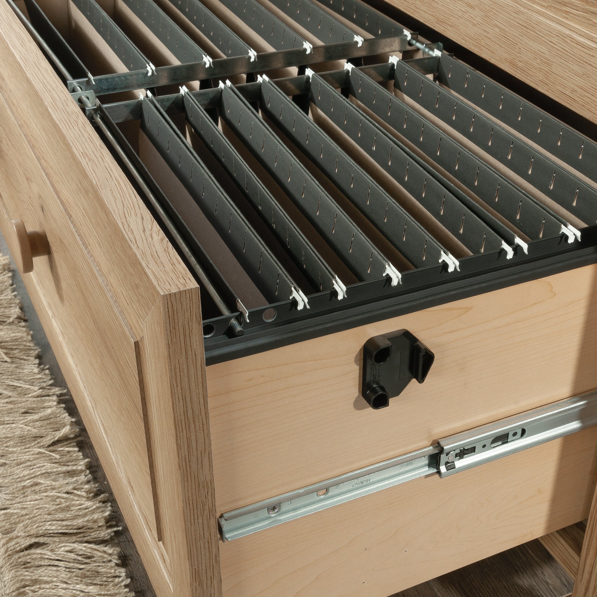 Lateral File with Farmhouse Style, Brown finish