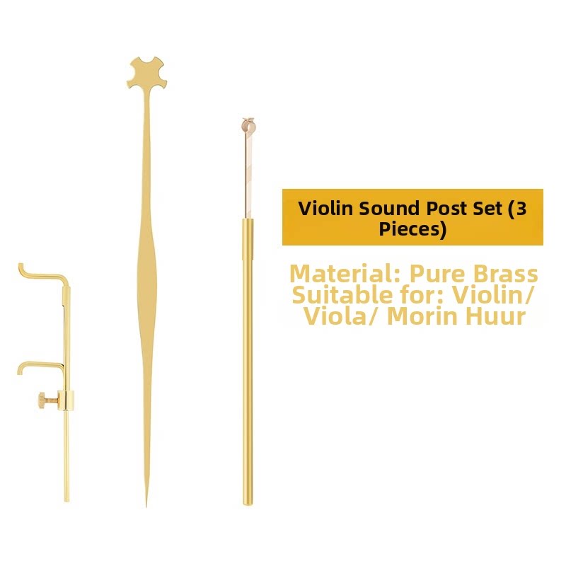 Violin Cello Bass Sound Post Tool Set Brass Setter Clip Ruler