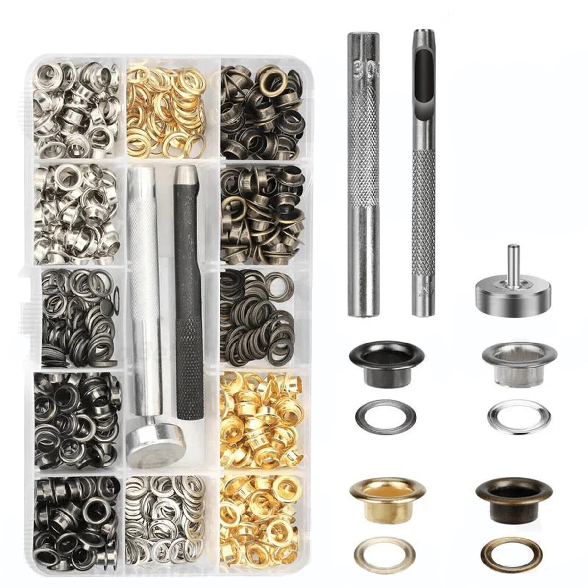 200-teiliges Ösen-Set für Lederhandwerk, Stoff, Leinwand, Locher, Werkzeuge, 1/4 Zoll