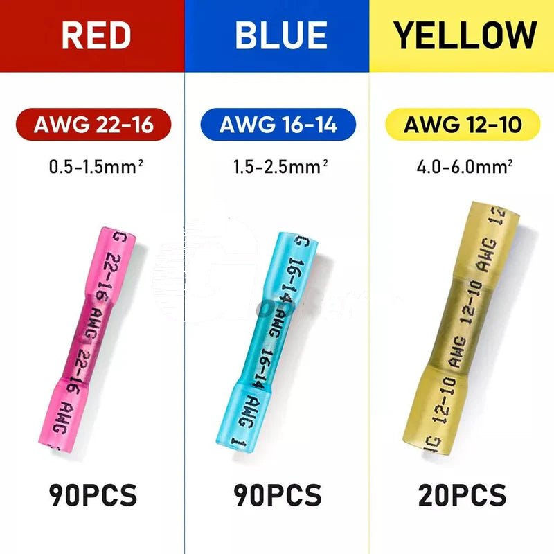 200x Heat Shrink Wire Connectors Assortment Electrical Terminals Crimp Seal Set - HomeDIYer