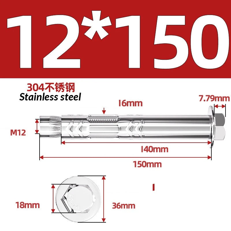 Stainless Steel Masonry Concrete Expansion Anchor Bolt — M6 M8 M10 M12 M16 | 304 & 201 SS