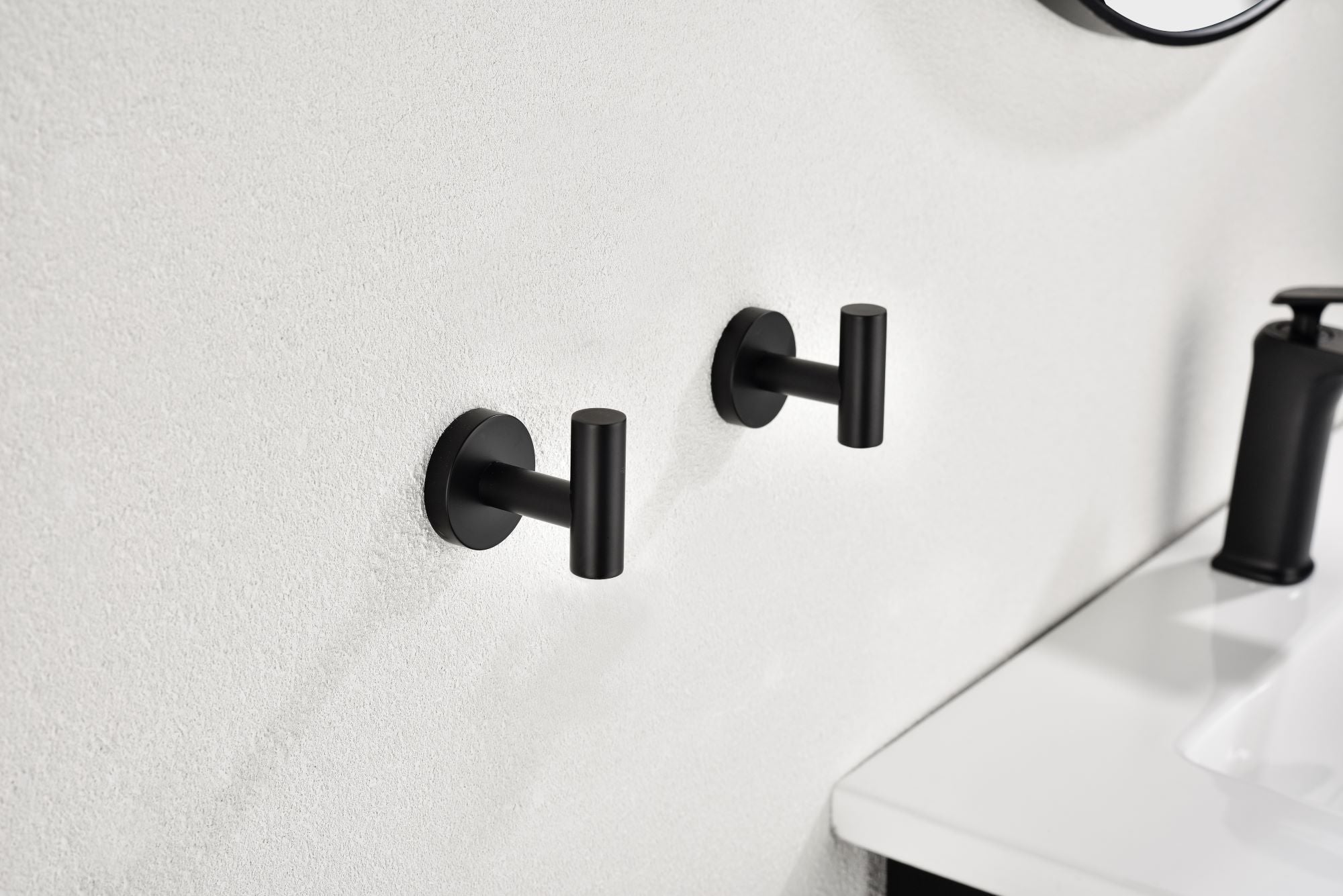 6 Pack Bathroom Towel Hooks Coat Hooks Shower Kitchen Wall Hooks, Matte Black