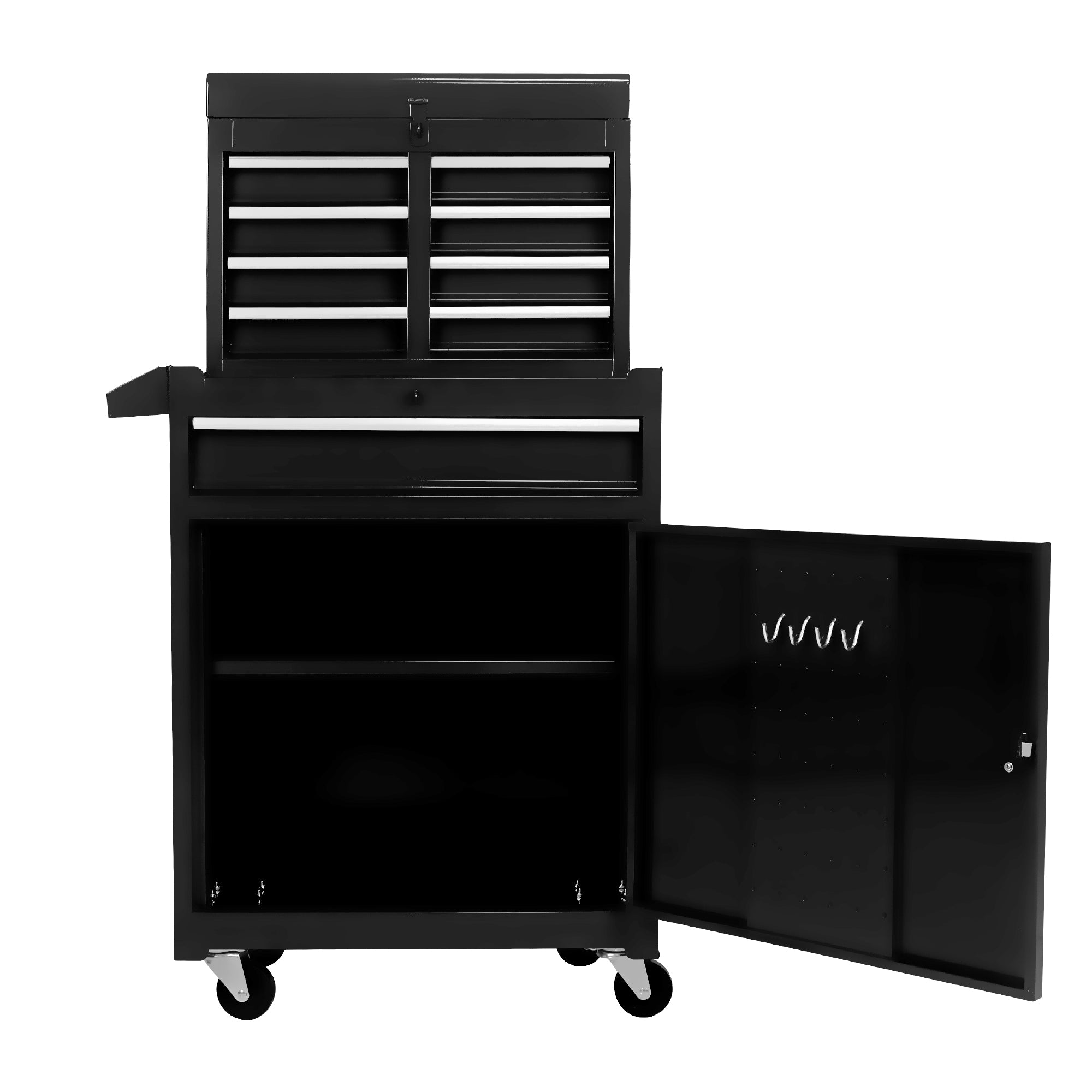 Rolling Tool Chest, 5-Drawer Tool Box Organizer w/Lockable Wheels & Sliding Drawers & Detachable Top & Adjustable Shelf, Tool Storage Cabinet for Garage Workshop(BLACK)