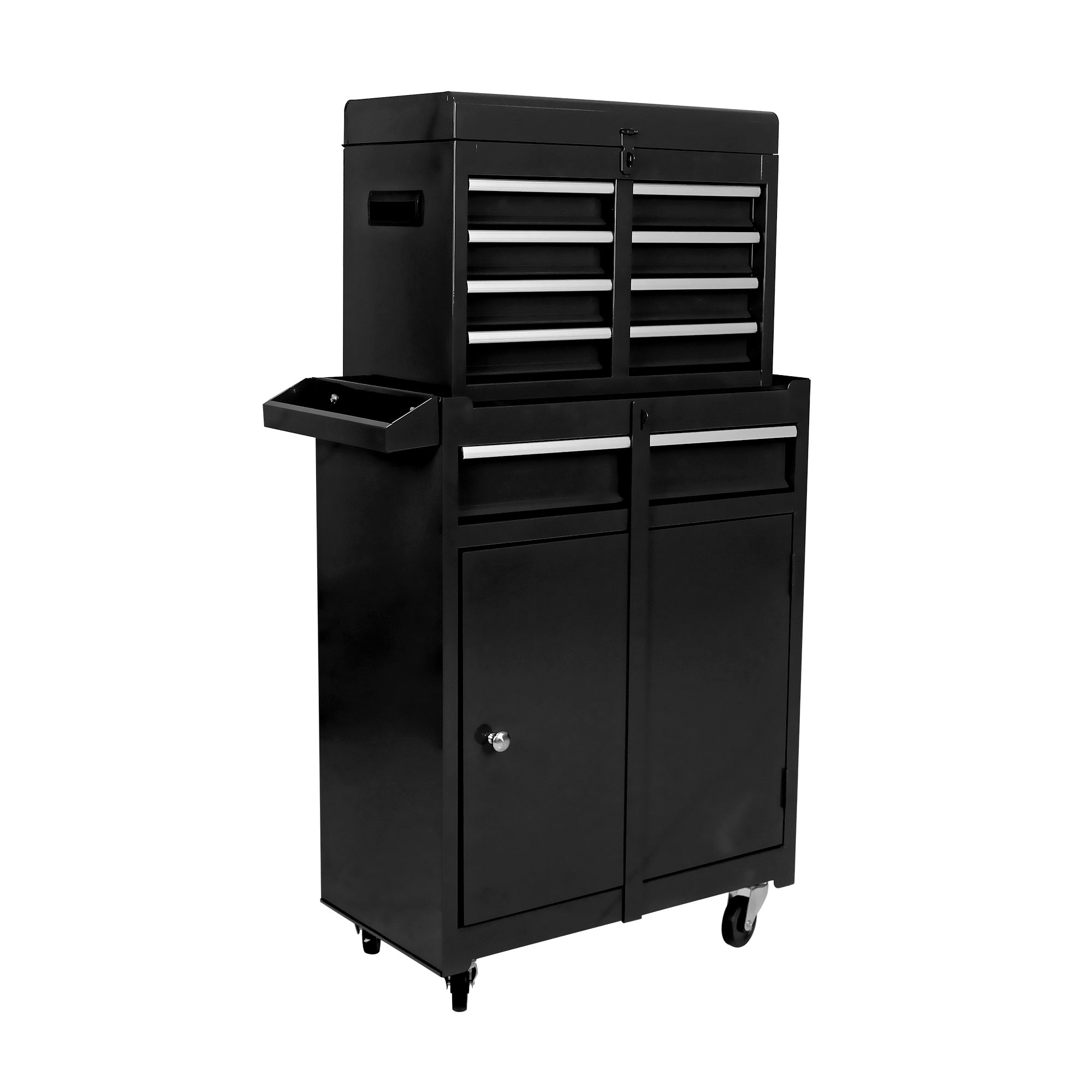 Rolling Tool Chest, 5-Drawer Tool Box Organizer w/Lockable Wheels & Sliding Drawers & Detachable Top & Adjustable Shelf, Tool Storage Cabinet for Garage Workshop(BLACK)