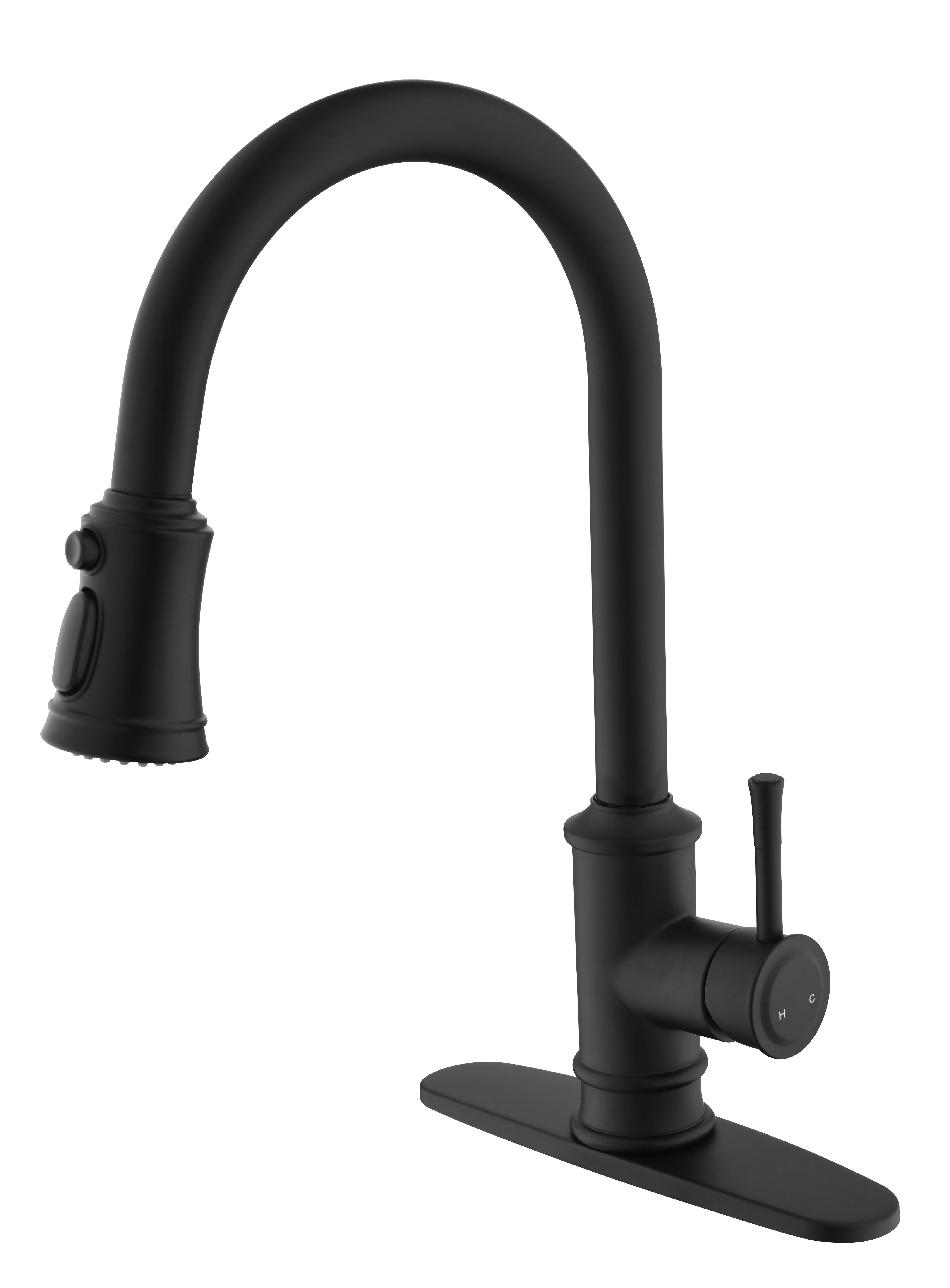 Single Handle High Arc Brushed Nickel Pull Out Kitchen Faucet, Single Level Stainless Steel Kitchen Sink Faucets with Pull Down Sprayer