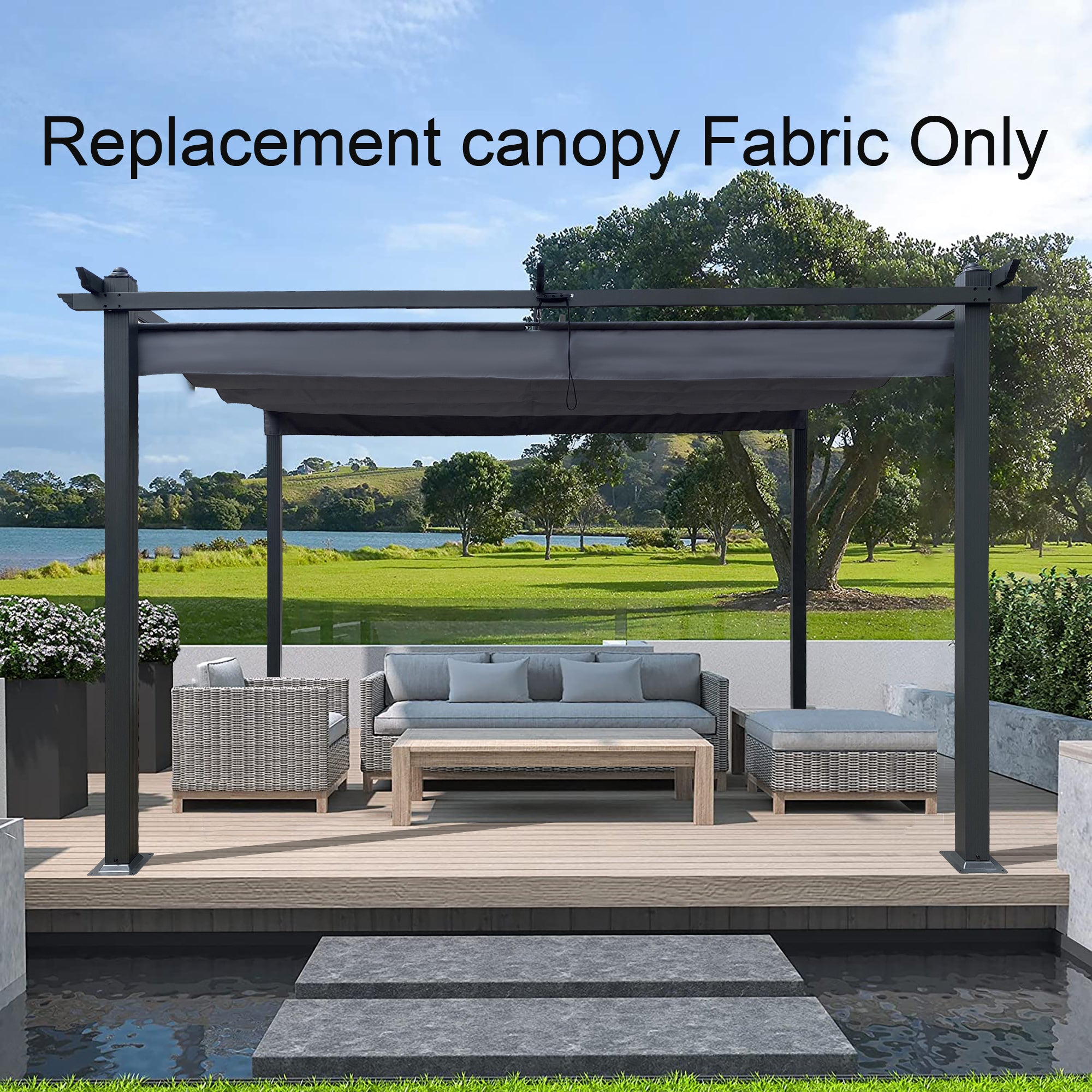 13x10 ft Pergola Replacement Canopy Cover, UV & Water Resistant Polyester – Gray