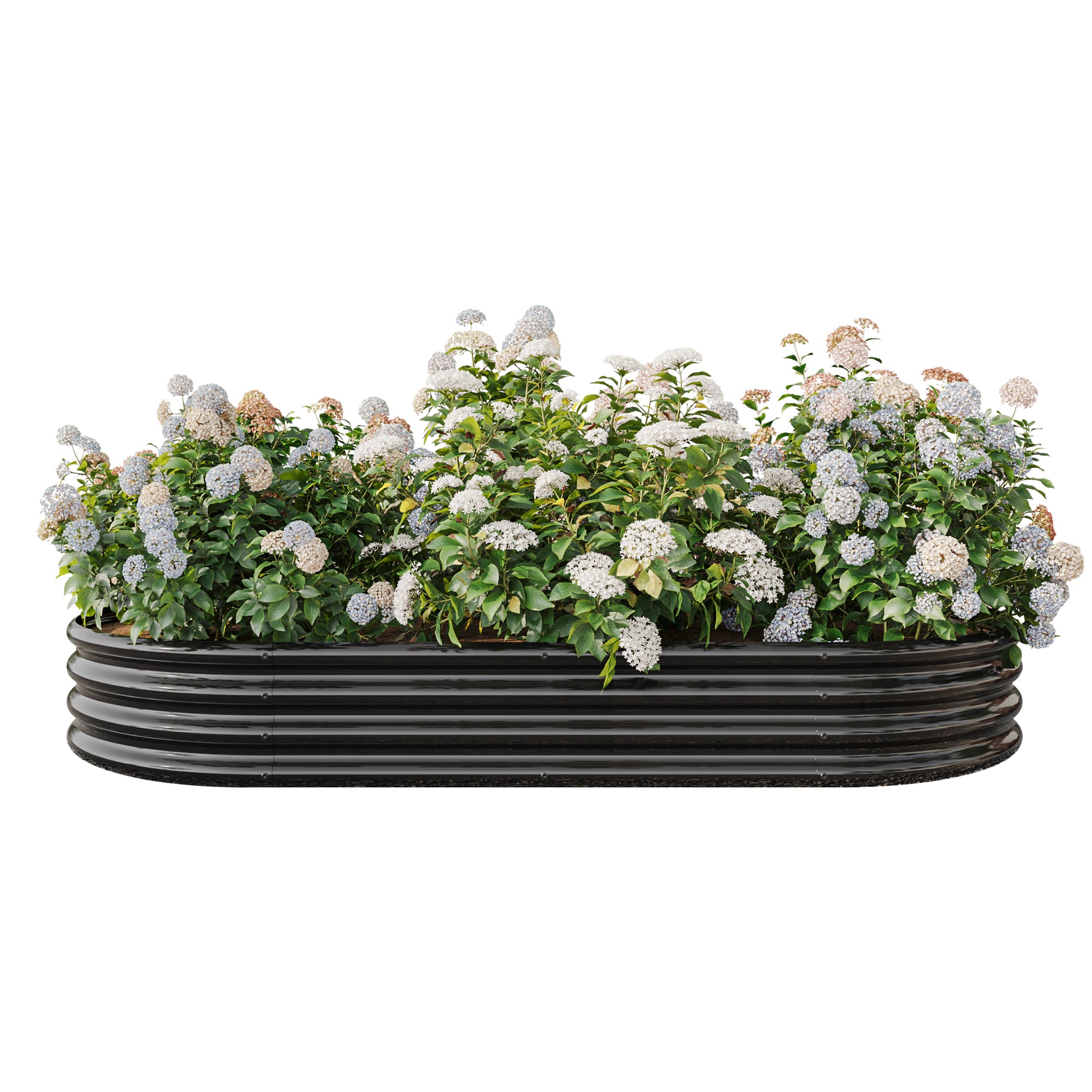 Oval Large Metal Raised Garden Bed – 89" x 45" Black Steel Planter for Vegetables, Herbs & Flowers