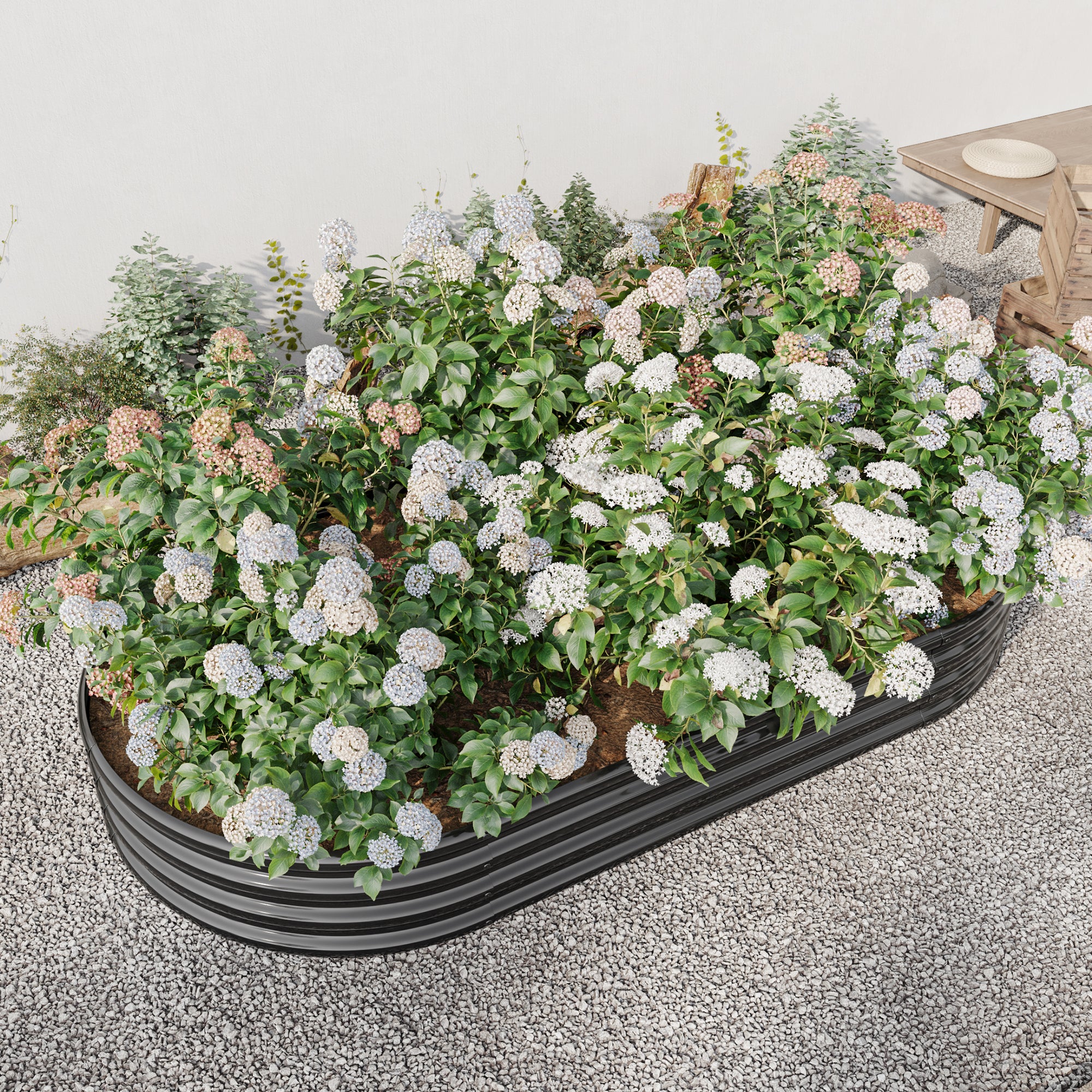 Oval Large Metal Raised Garden Bed – 89" x 45" Black Steel Planter for Vegetables, Herbs & Flowers