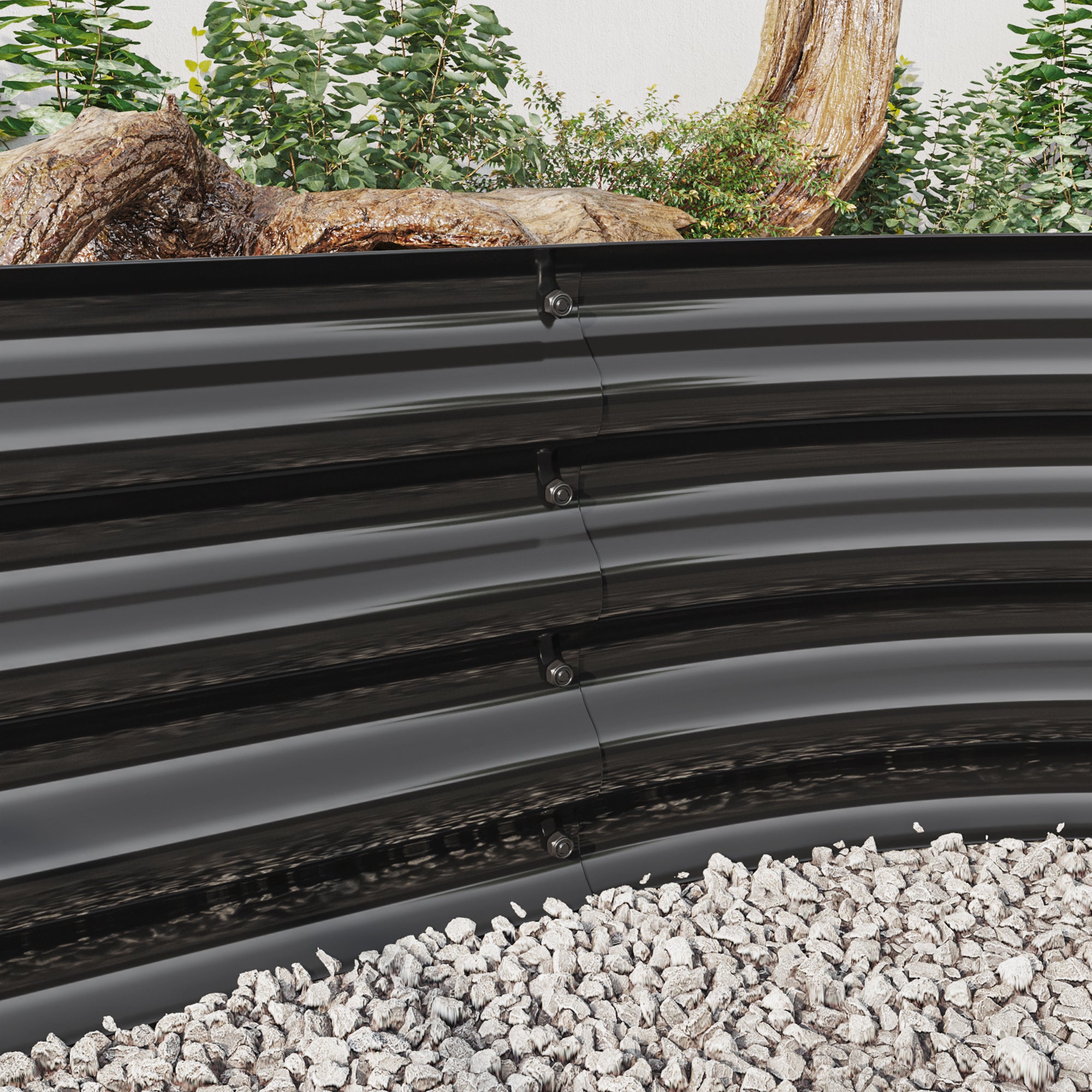 Oval Large Metal Raised Garden Bed – 89" x 45" Black Steel Planter for Vegetables, Herbs & Flowers