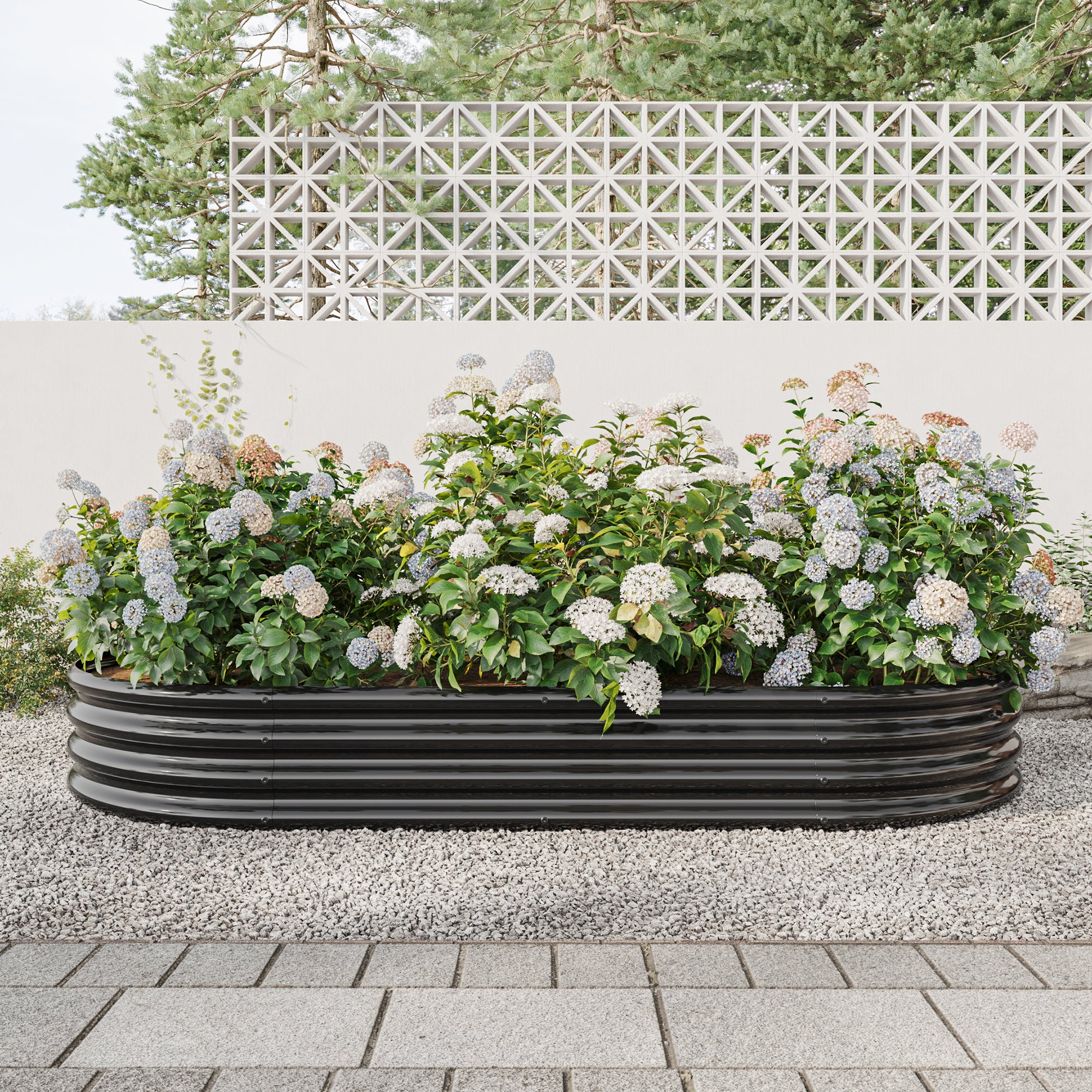 Oval Large Metal Raised Garden Bed – 89" x 45" Black Steel Planter for Vegetables, Herbs & Flowers
