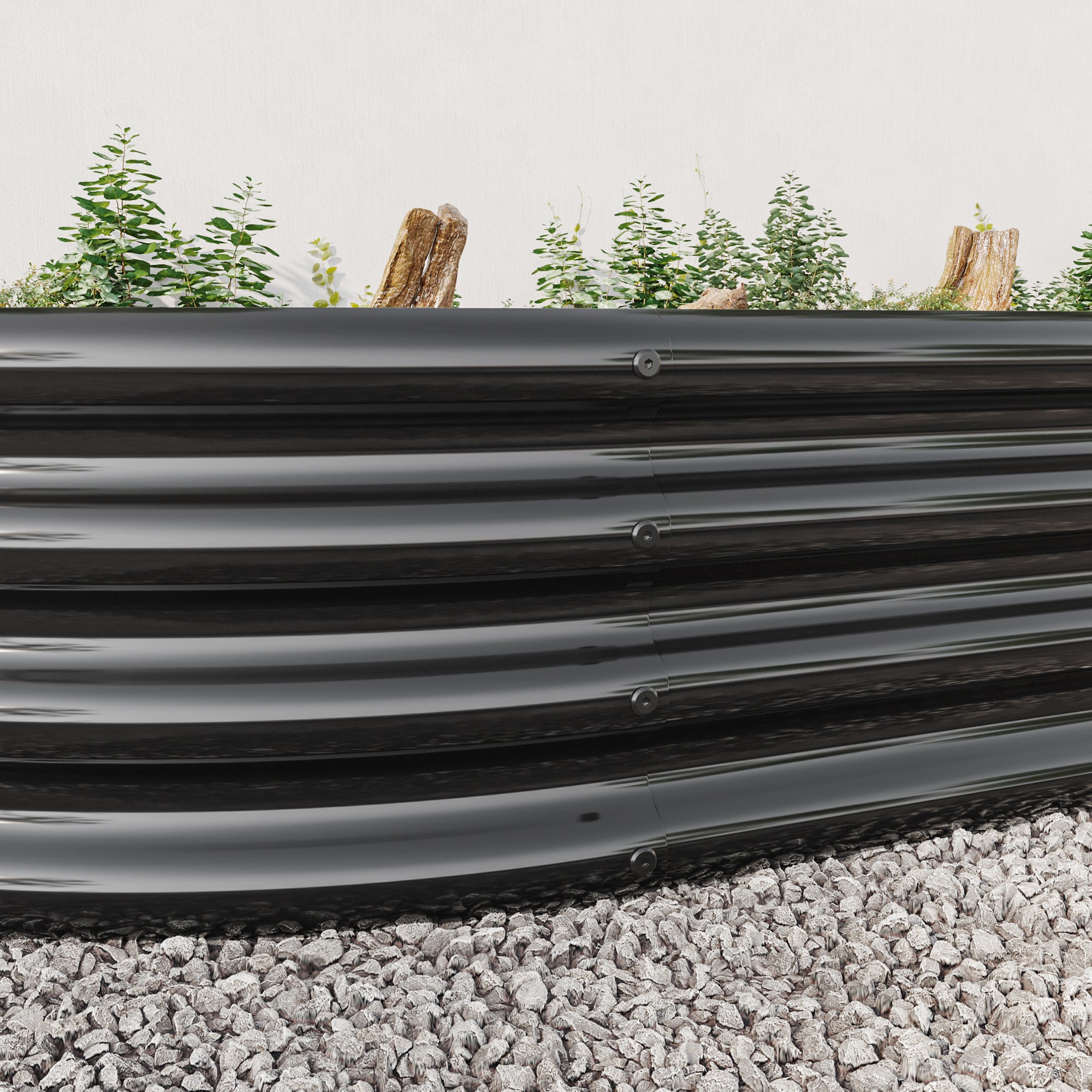 Oval Large Metal Raised Garden Bed – 89" x 45" Black Steel Planter for Vegetables, Herbs & Flowers