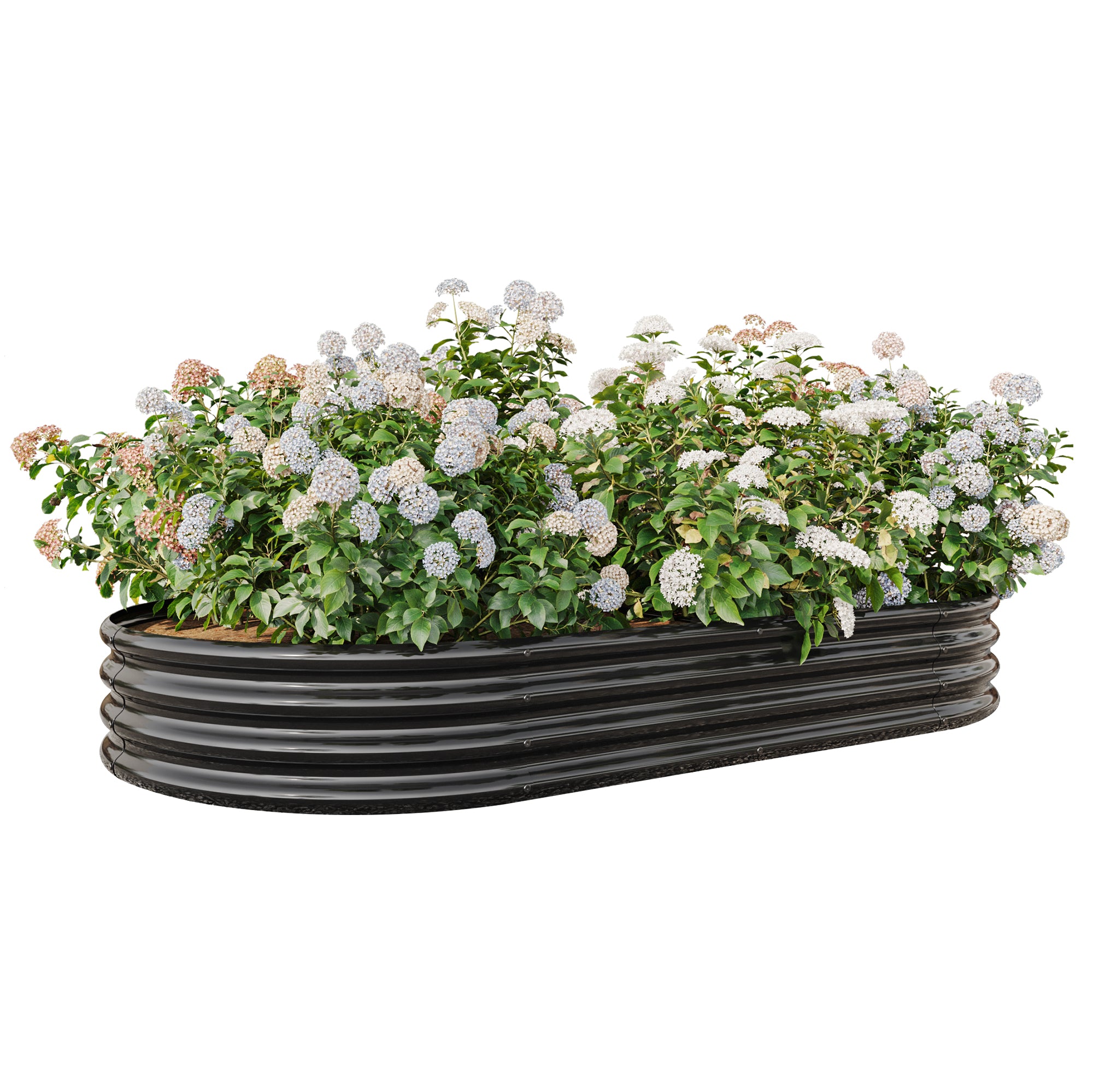 Oval Large Metal Raised Garden Bed – 89" x 45" Black Steel Planter for Vegetables, Herbs & Flowers