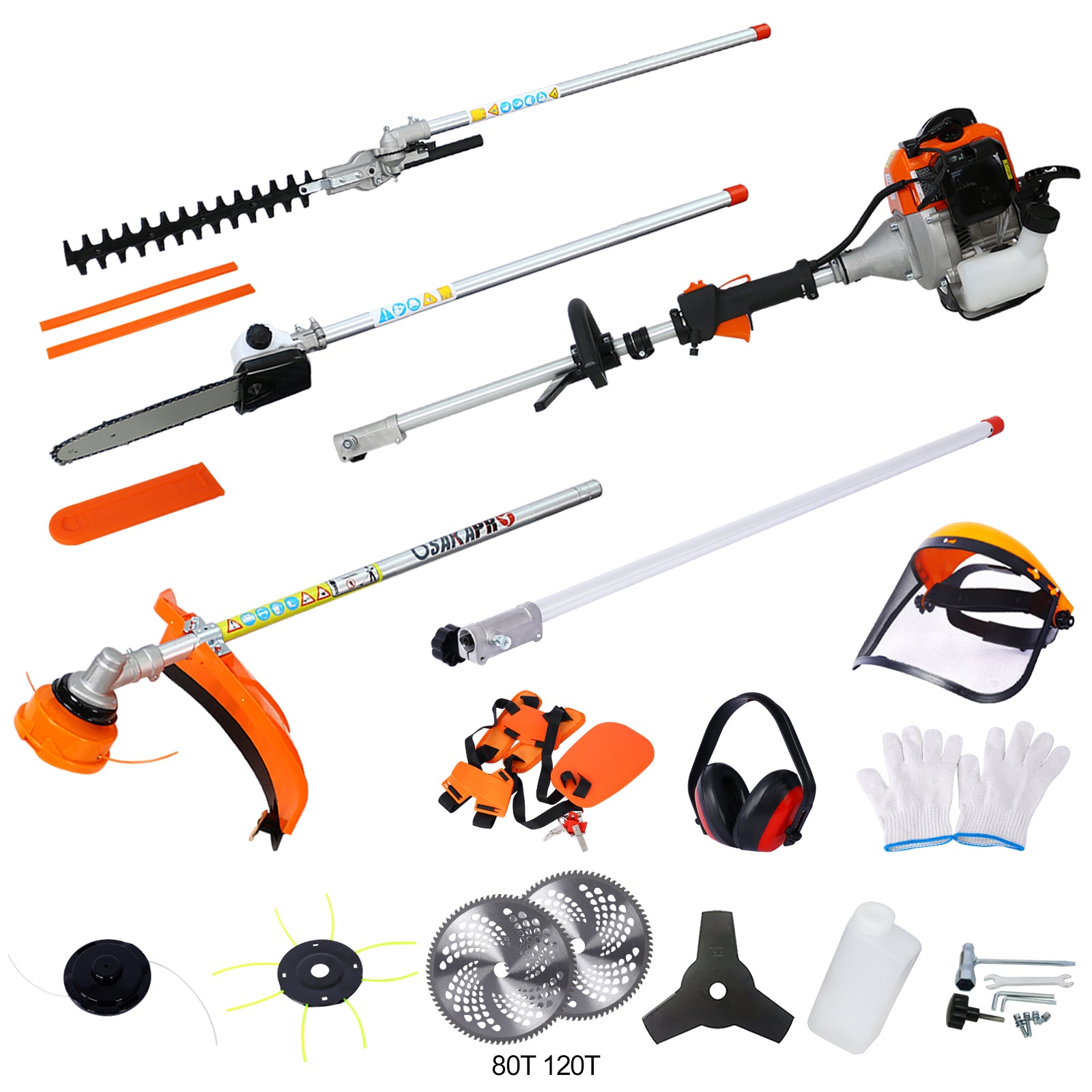 12‑in‑1 52cc 2‑Cycle Gas Garden Tool System – Pole Saw, Hedge Trimmer, Grass Trimmer & Brush Cutter | EPA Compliant