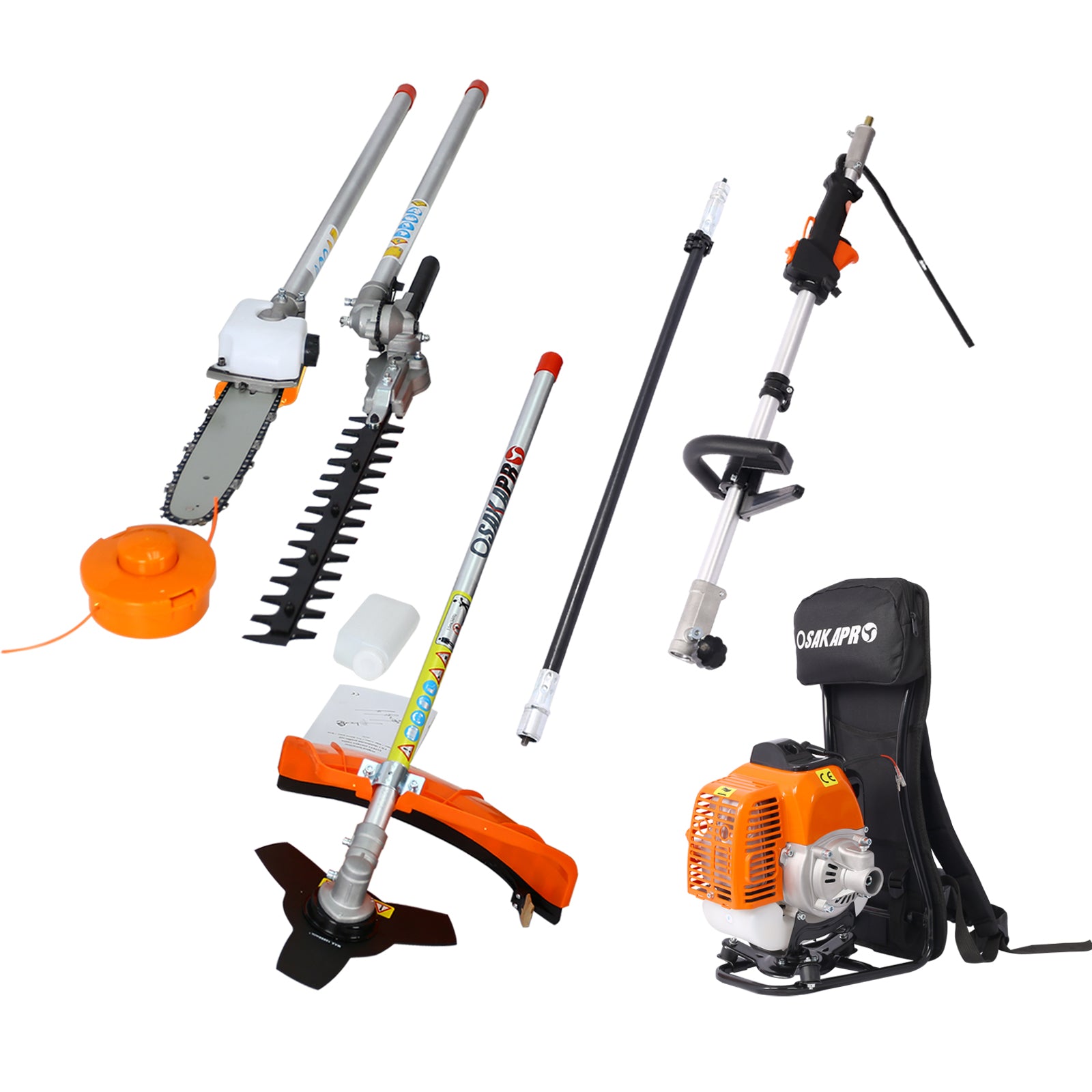 Backpack 4-in-1 52CC Gas Garden Tool System with Pole Saw & Hedge Trimmer