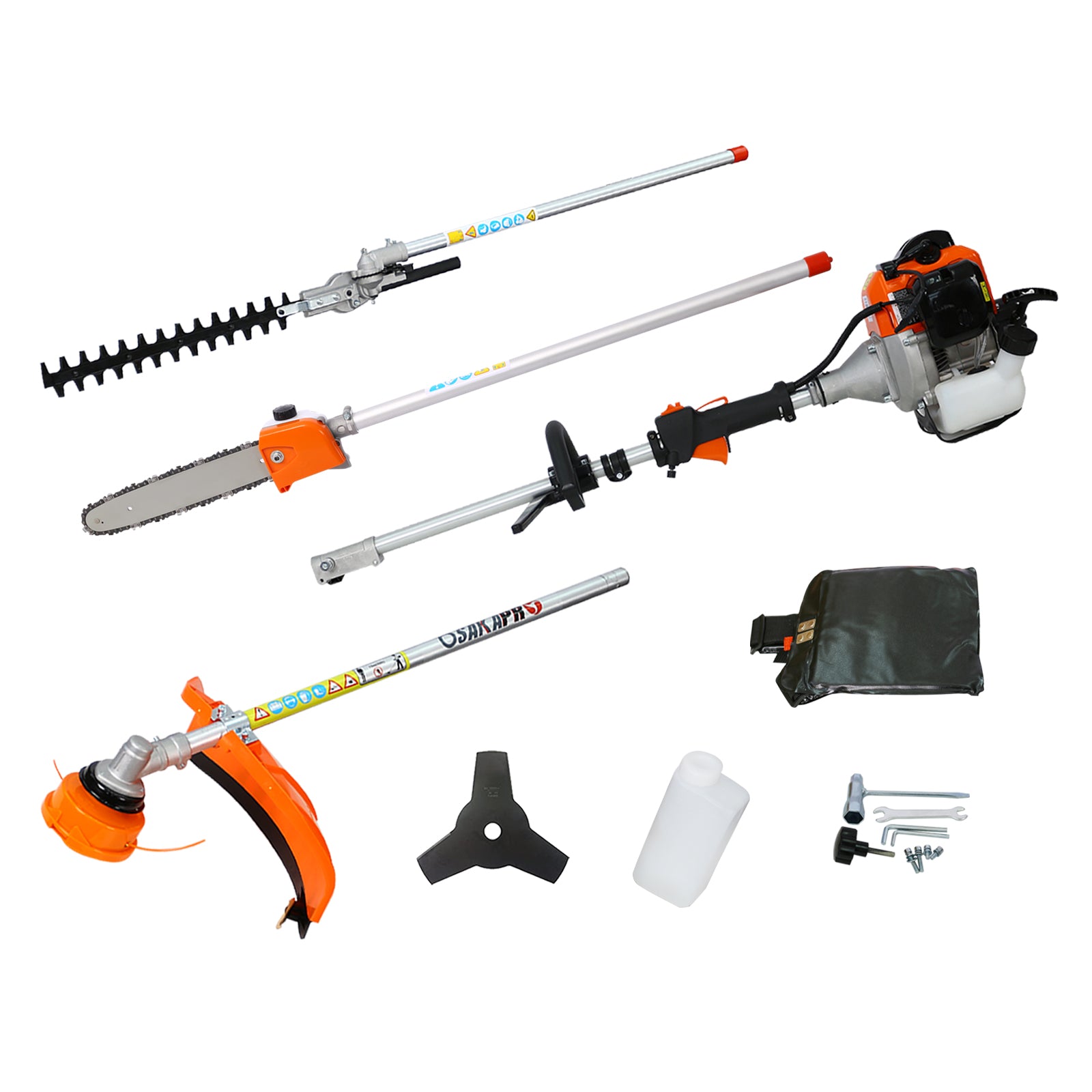 4-in-1 56CC Gas Garden Tool System with Pole Saw, Hedge Trimmer & Brush Cutter