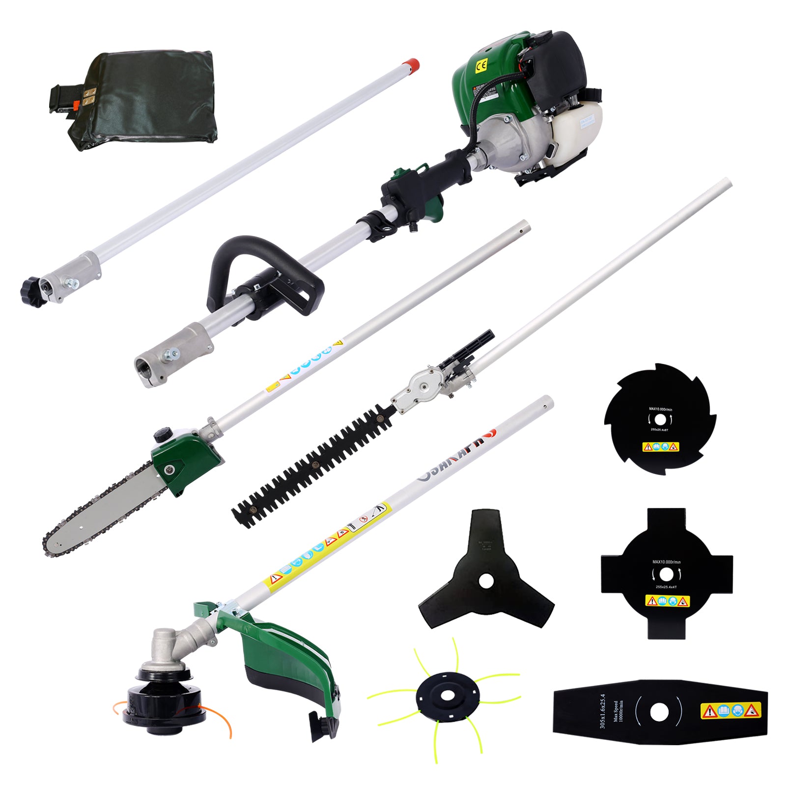 9-in-1 38CC 4-Stroke Gas Garden Tool System with Pole Saw & Hedge Trimmer