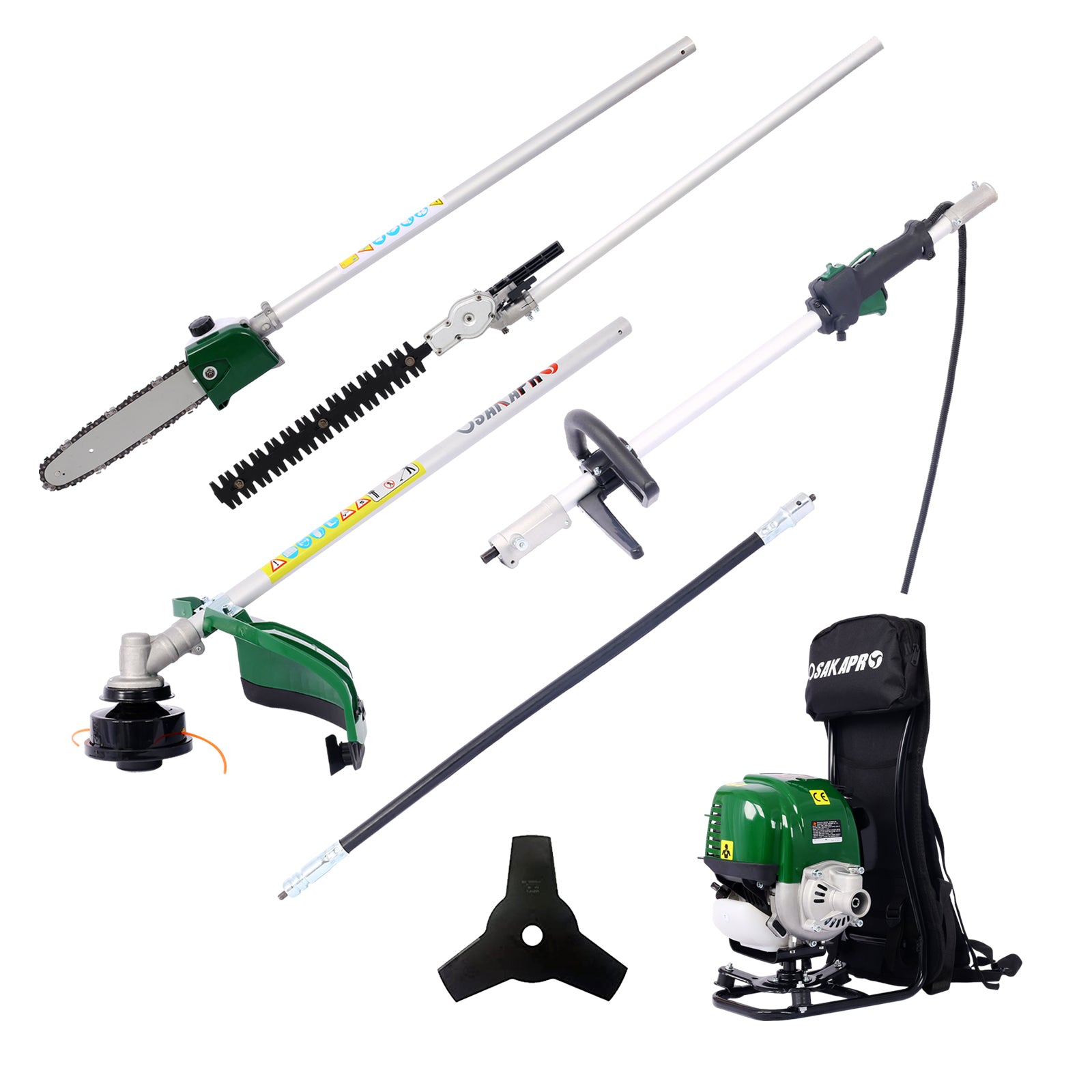Backpack 4-in-1 38CC 4-Stroke Gas Garden Tool System with Pole Saw & Hedge Trimmer