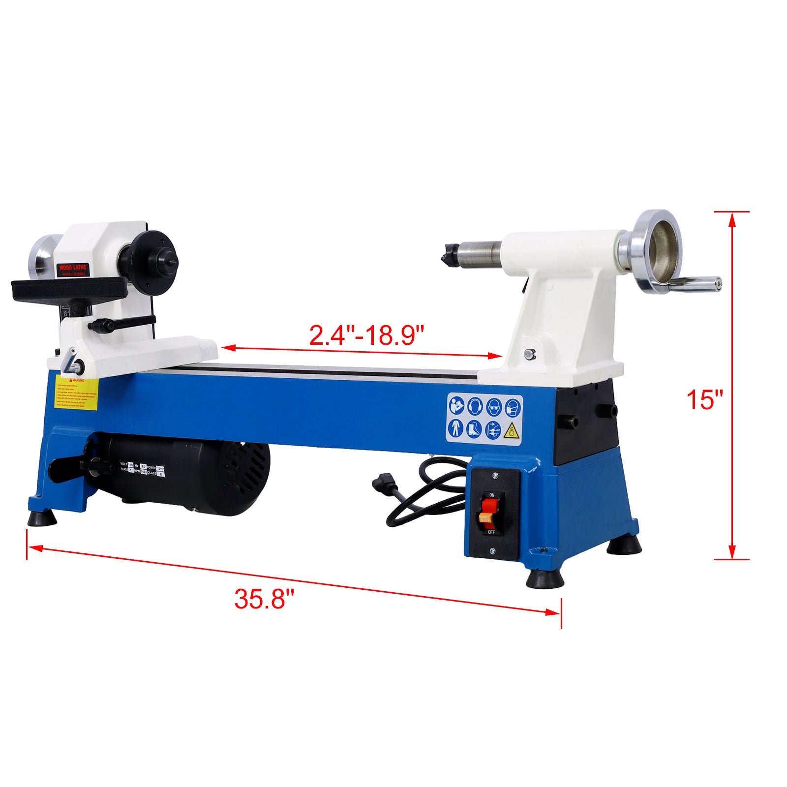 12" x 18" Benchtop Wood Lathe – 3/4 HP Variable Speed 650-3800 RPM for Woodworking