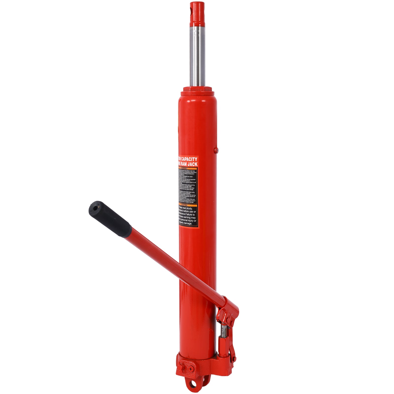 8 Ton Hydraulic Long Ram Jack with Clevis Base, Single or Dual Piston Pump, 16,000 lb Capacity, Fits Engine Hoists & Shop Cranes, Red