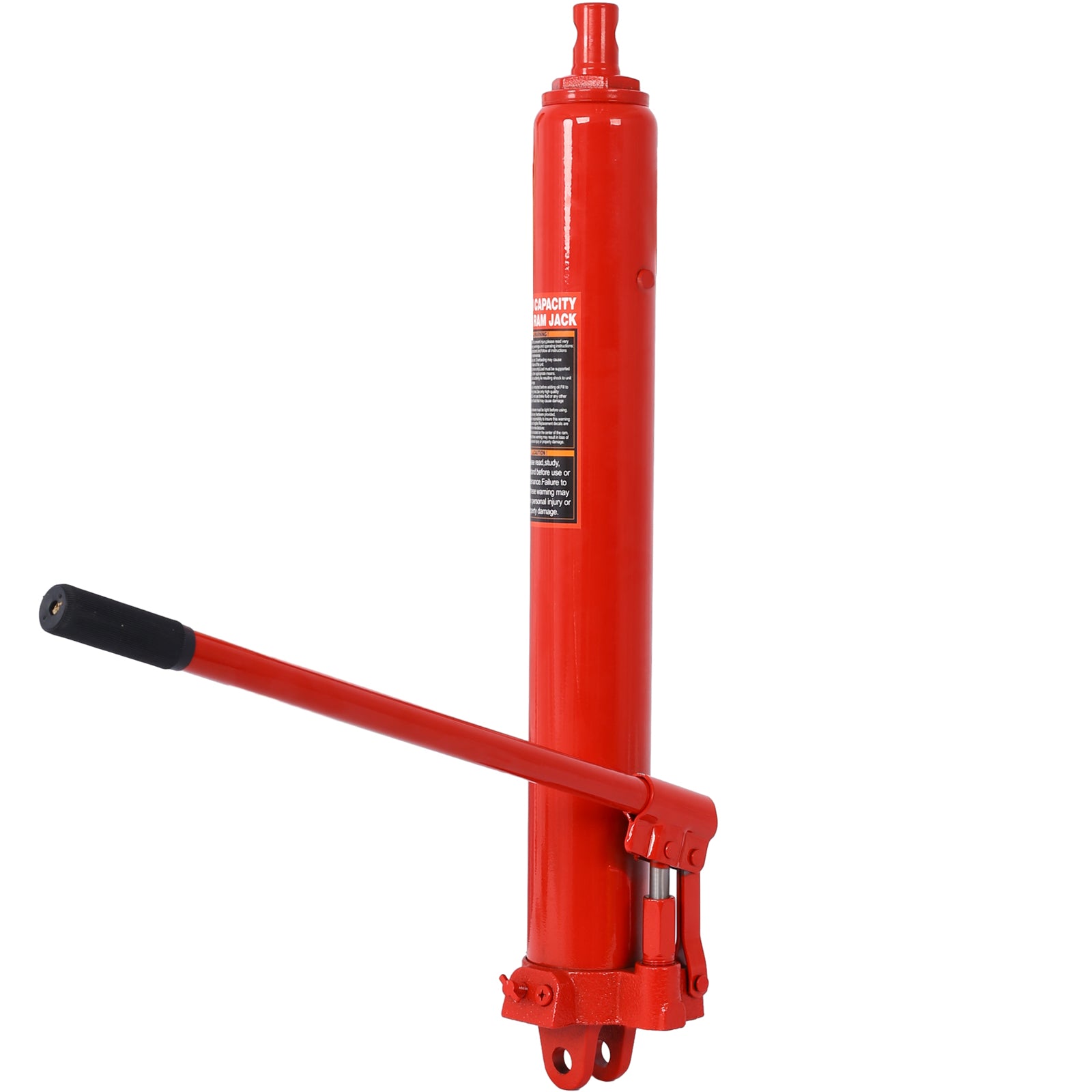8 Ton Hydraulic Long Ram Jack with Clevis Base, Single or Dual Piston Pump, 16,000 lb Capacity, Fits Engine Hoists & Shop Cranes, Red