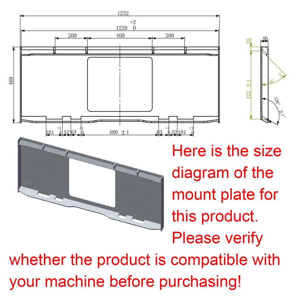 Tilting Skid Steer Attachments 72" 4IN1 Combo Bucket with Cutting Edge Quick Attach, Universal Mount - HomeDIYer
