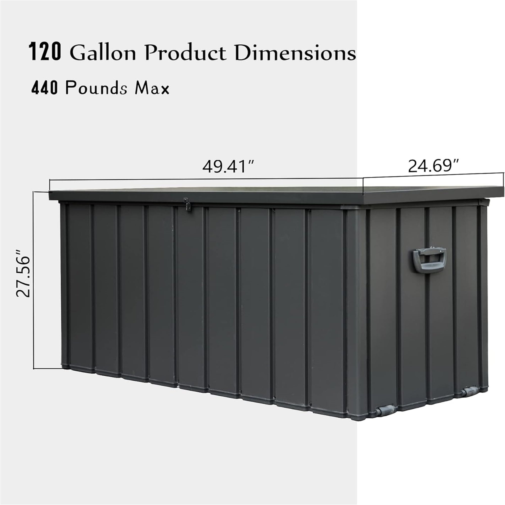 120 Gallon Outdoor Steel Deck Box – Tall Waterproof Patio Storage Bench for Cushions, Tools & More
