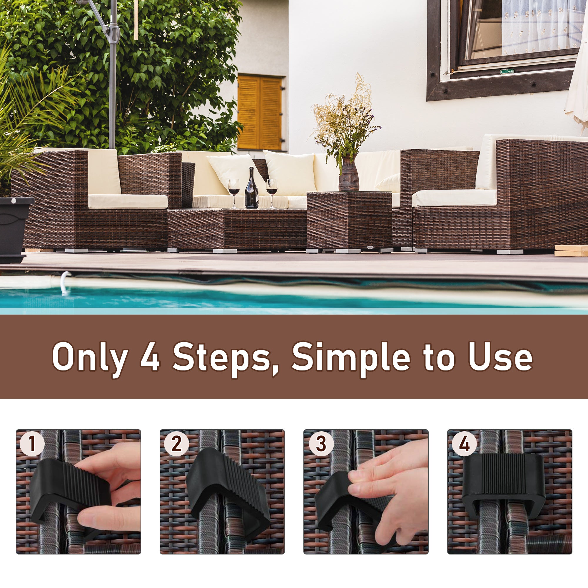 10‑Pack Outdoor Sectional Couch Connector Clips — All‑Weather Nylon Furniture Clamps for Wicker & Patio Sofas Black