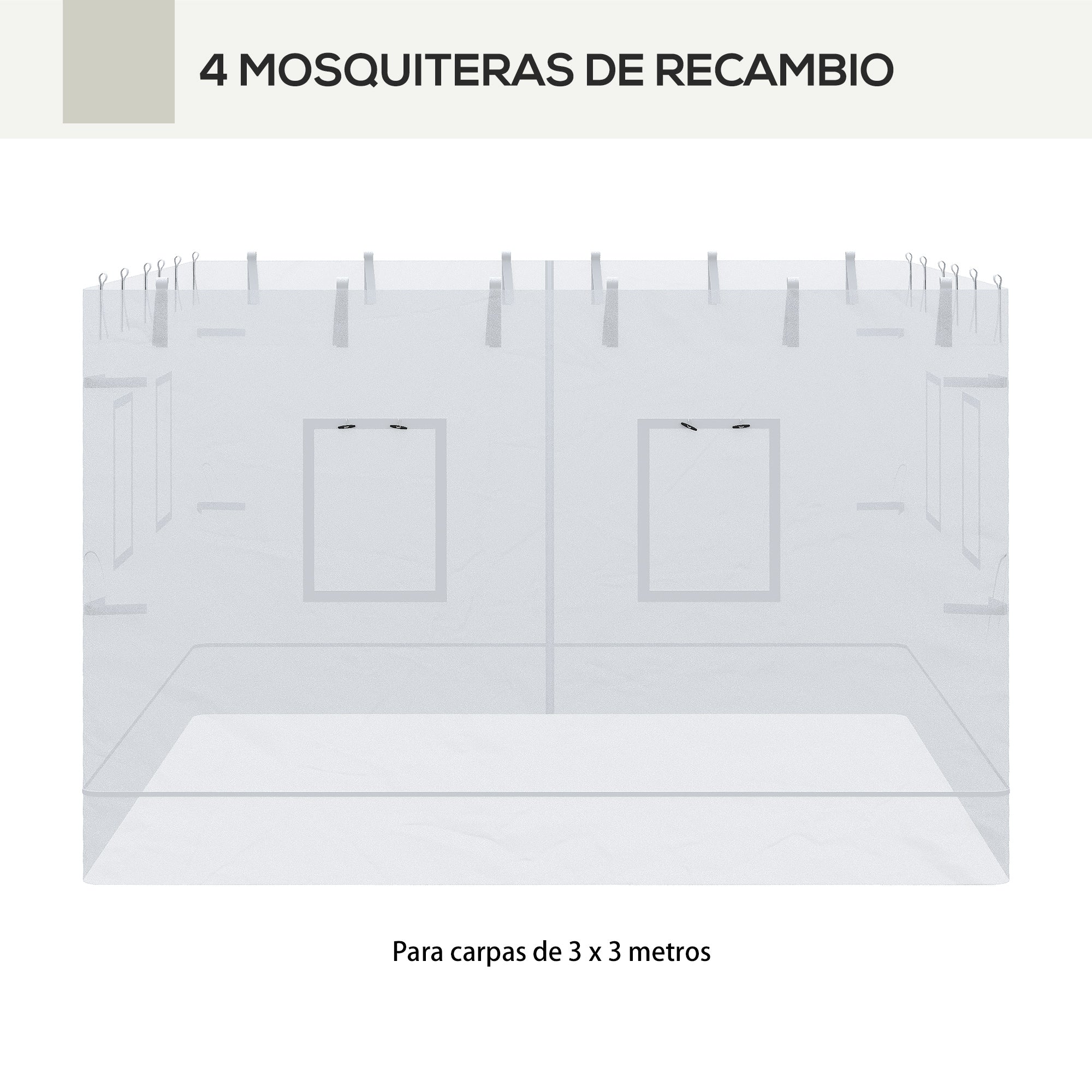 4‑Pack Universal Replacement Mesh Sidewalls for 10' x 10' Pop‑Up Canopy — White Screen Walls with Windows & Door