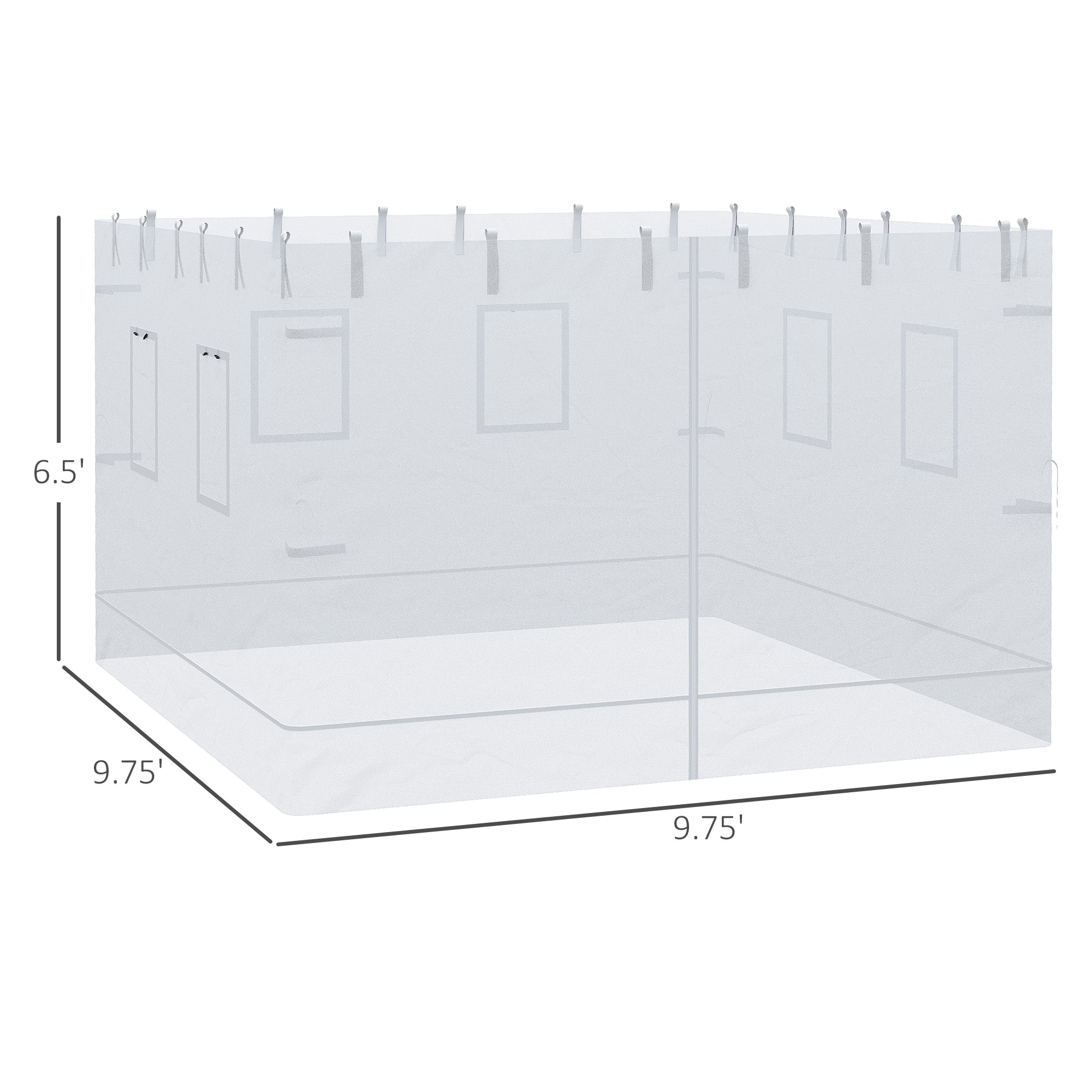 4‑Pack Universal Replacement Mesh Sidewalls for 10' x 10' Pop‑Up Canopy — White Screen Walls with Windows & Door