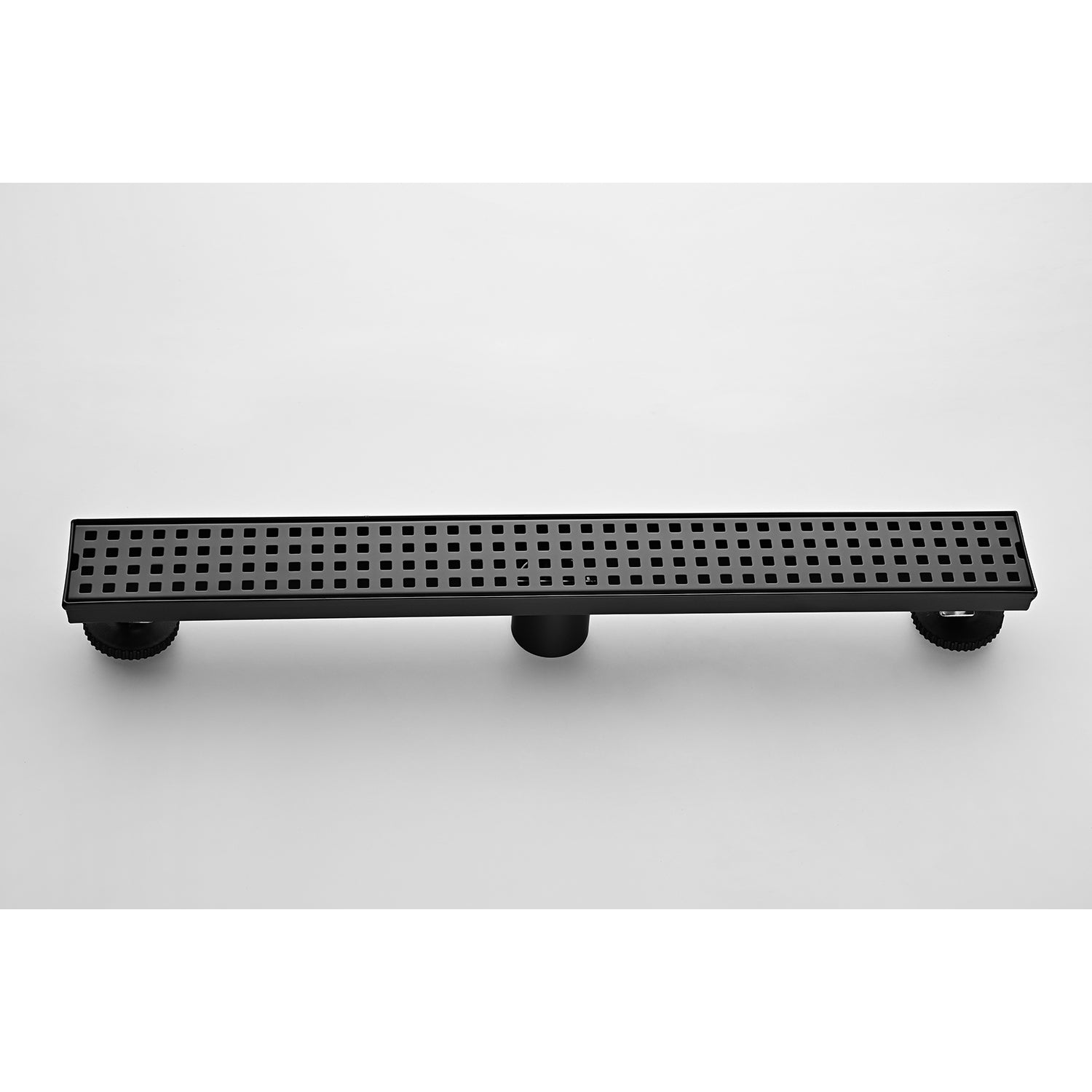 24-Inch Linear Shower Drain – Matte Black Stainless Steel with Hair Strainer & Leveling Feet