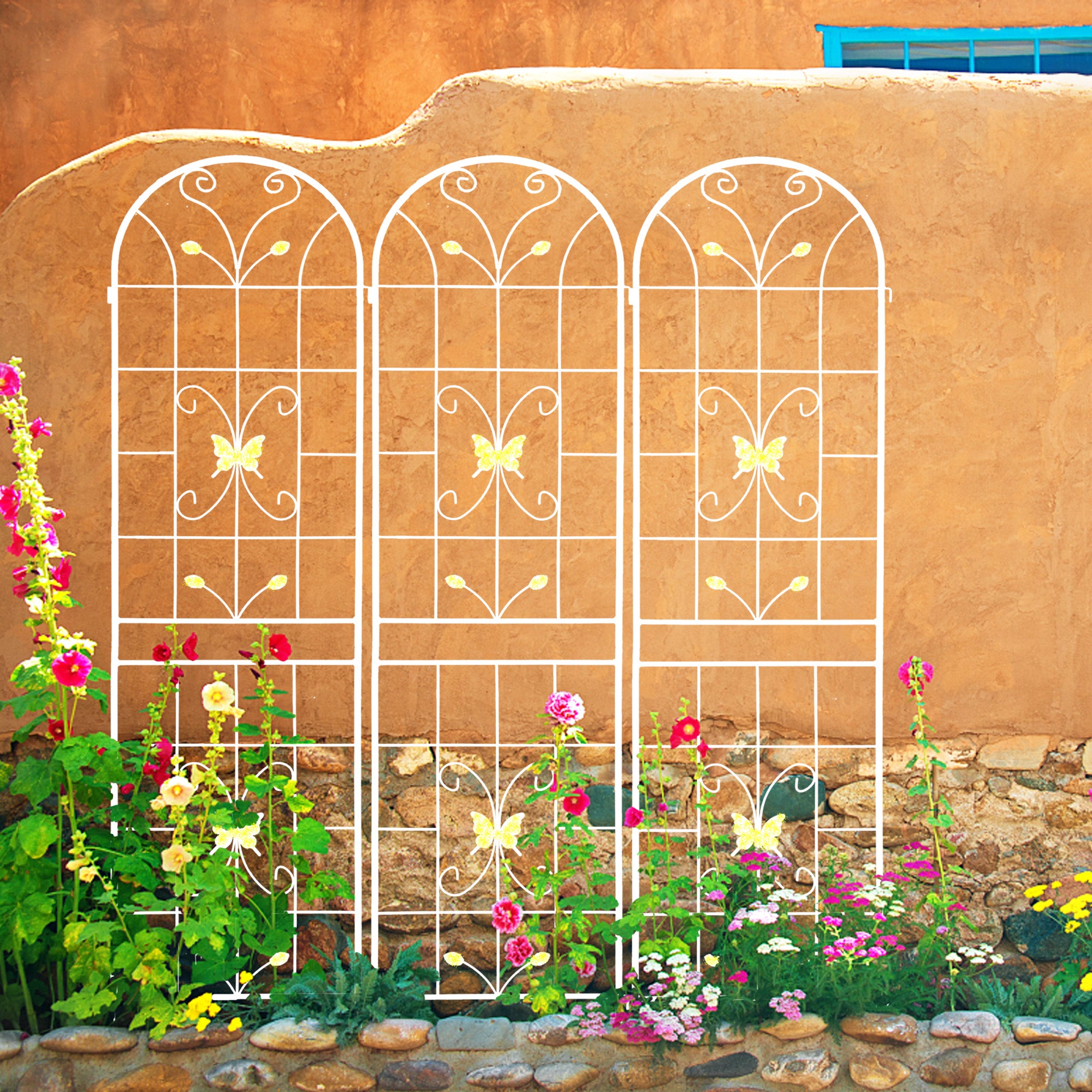 Metal Garden Trellis for Climbing Plants – Rustproof Powder Coated, Cream White & Black (2 or 4-Pack)