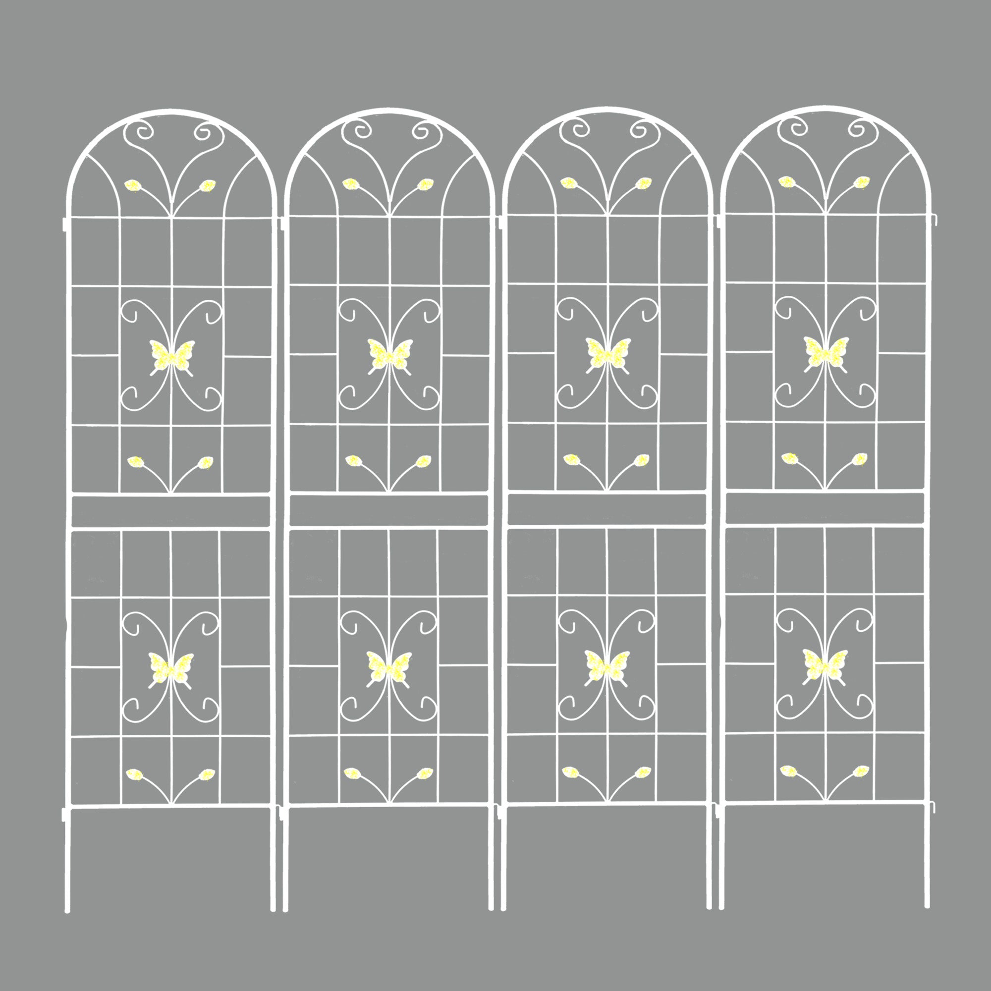 Metal Garden Trellis for Climbing Plants – Rustproof Powder Coated, Cream White & Black (2 or 4-Pack)