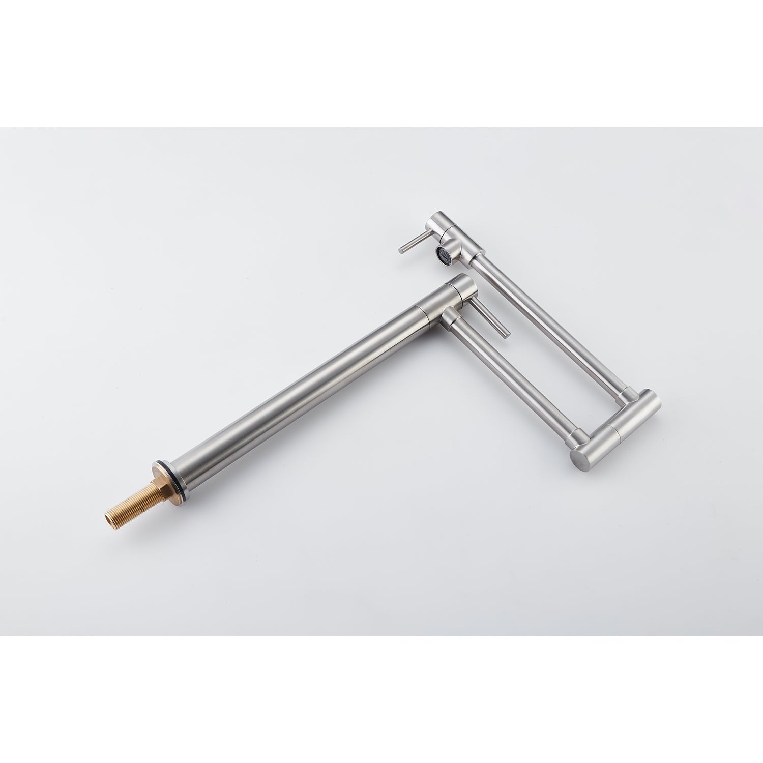 Pot Filler Faucet with Extension Shank – Brushed Nickel, Folding Swivel Arm, Dual Handle, Solid Brass