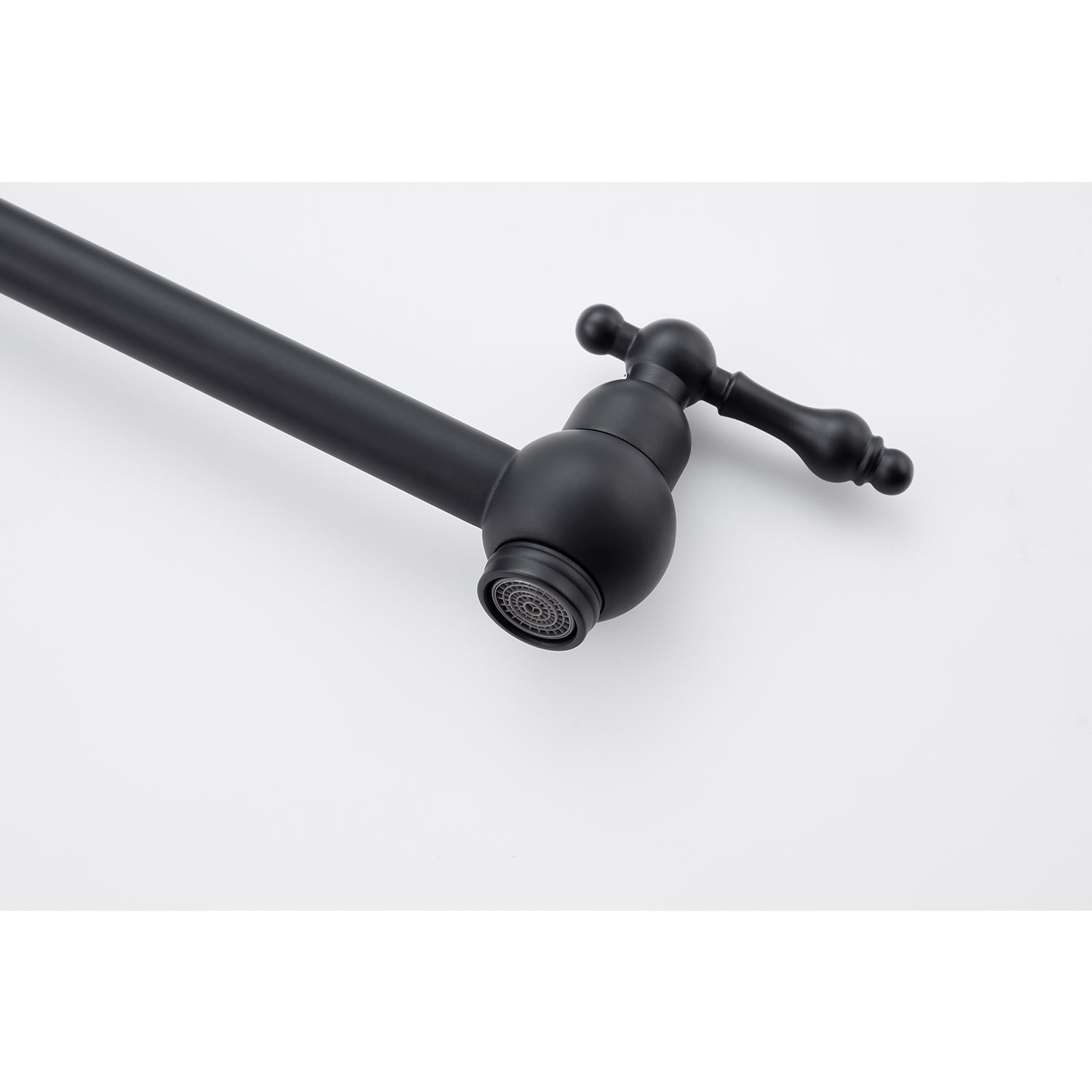 Wall Mount Folding Pot Filler Faucet – Matte Black, Dual Handle, Swivel Arm, Solid Brass