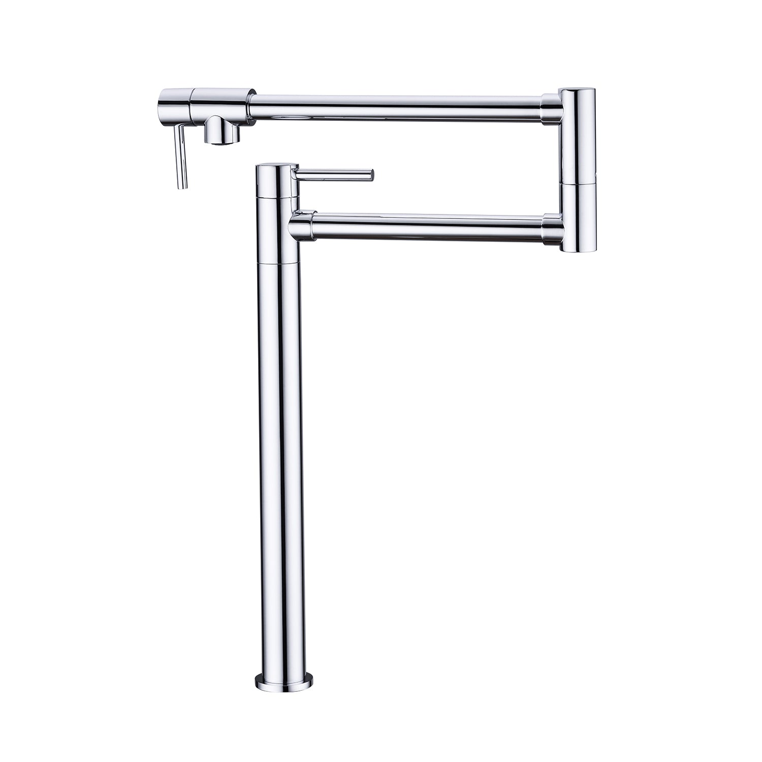 Pot Filler Faucet with Extension Shank – Chrome, Folding Swivel Arm, Dual Handle, Solid Brass