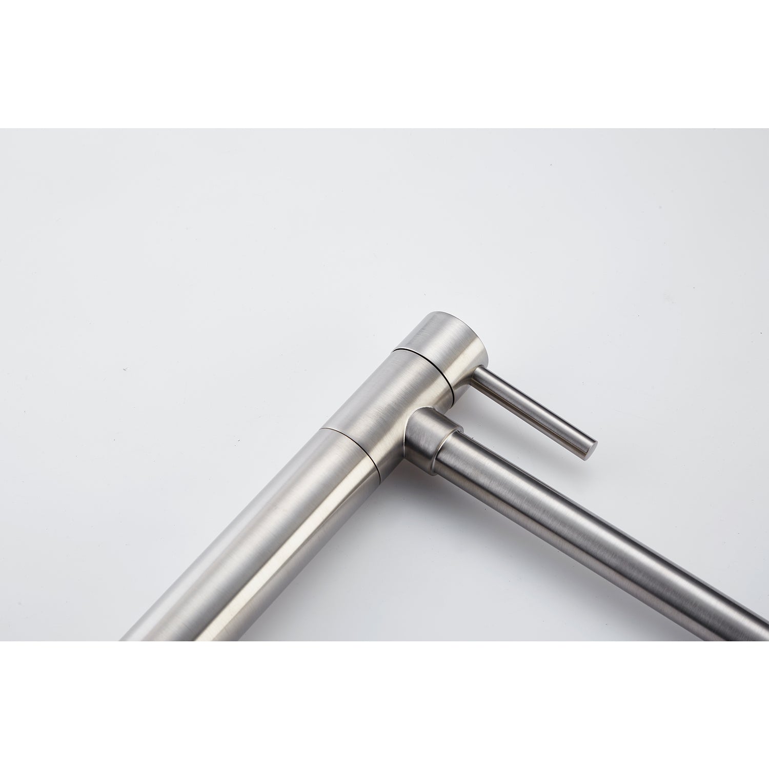 Pot Filler Faucet with Extension Shank – Brushed Nickel, Folding Swivel Arm, Dual Handle, Solid Brass