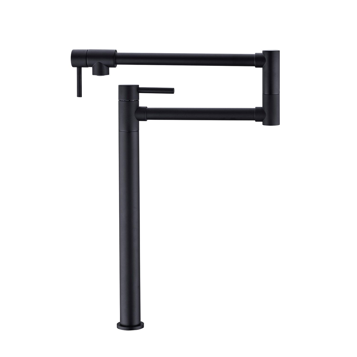 Pot Filler Faucet with Extension Shank – Matte Black, Folding Swivel Arm, Dual Handle, Solid Brass