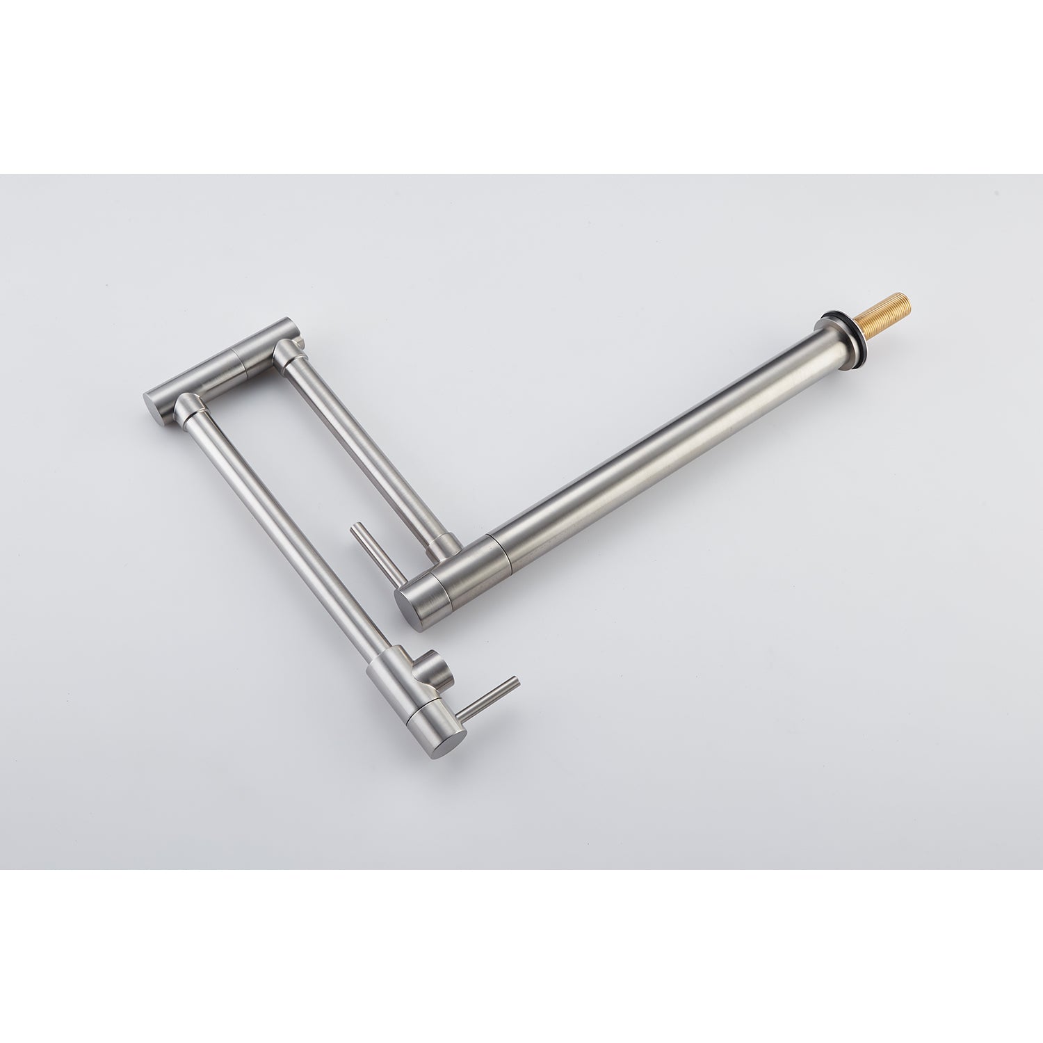 Pot Filler Faucet with Extension Shank – Brushed Nickel, Folding Swivel Arm, Dual Handle, Solid Brass