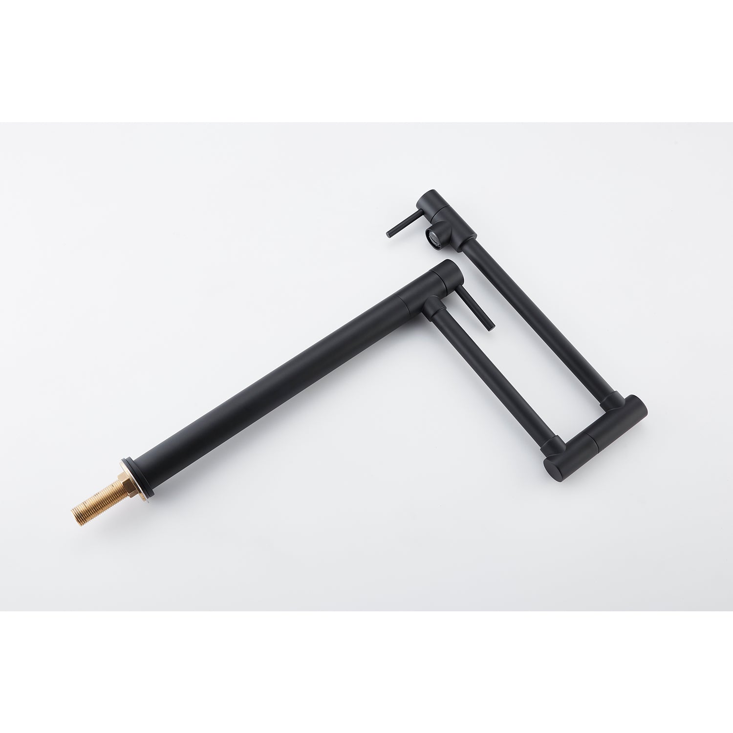 Pot Filler Faucet with Extension Shank – Matte Black, Folding Swivel Arm, Dual Handle, Solid Brass