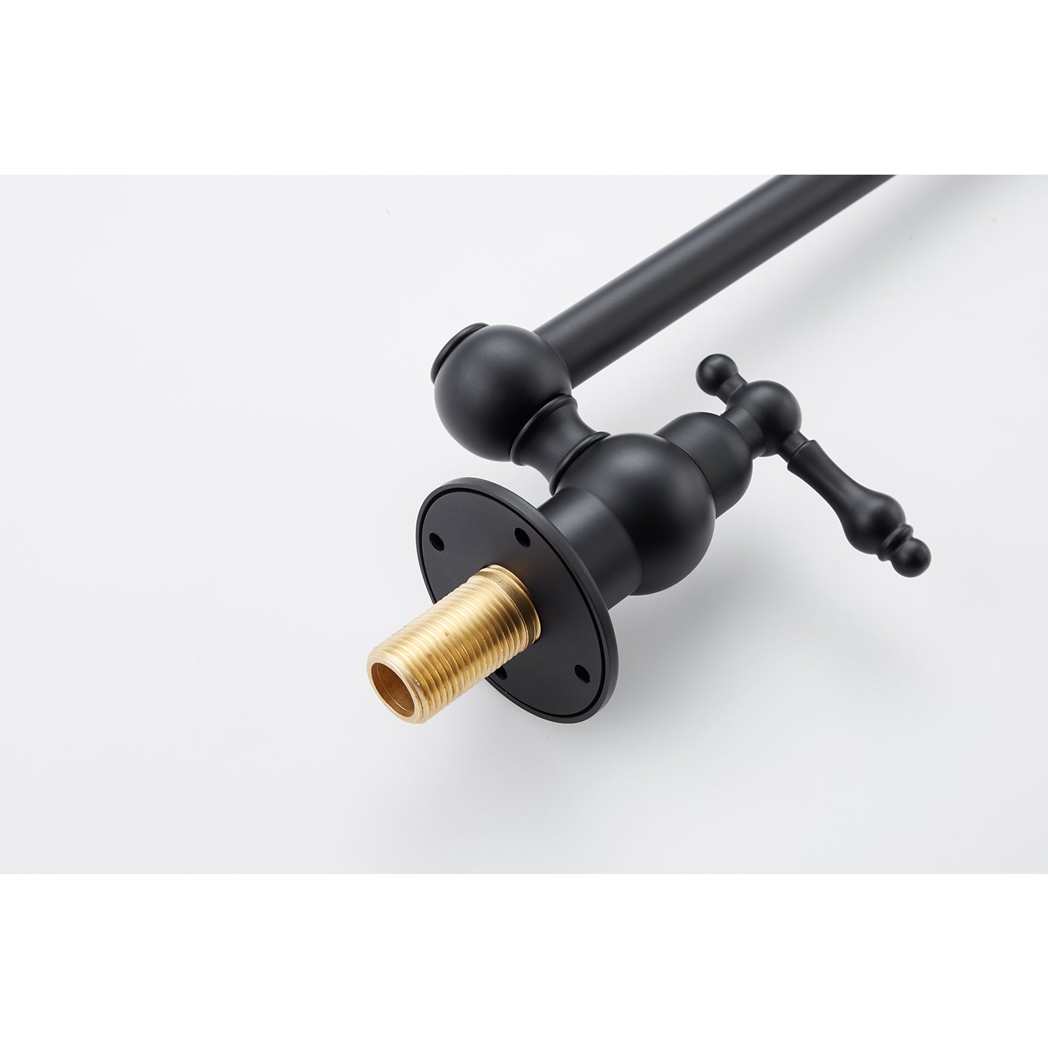 Wall Mount Folding Pot Filler Faucet – Matte Black, Dual Handle, Swivel Arm, Solid Brass
