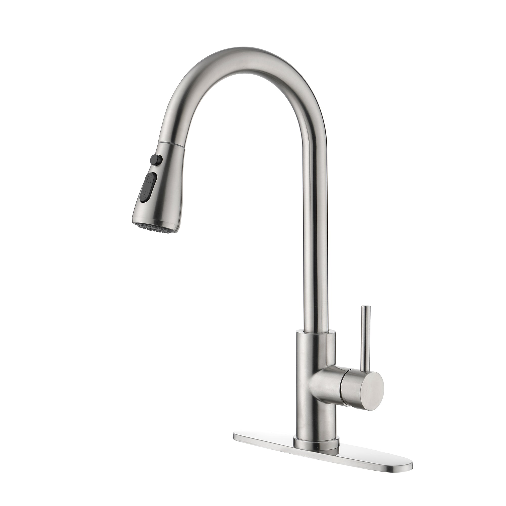 Single Handle Kitchen Sink Faucet with Pull Out Sprayer – Brushed Nickel, 3 Modes, 360° Swivel