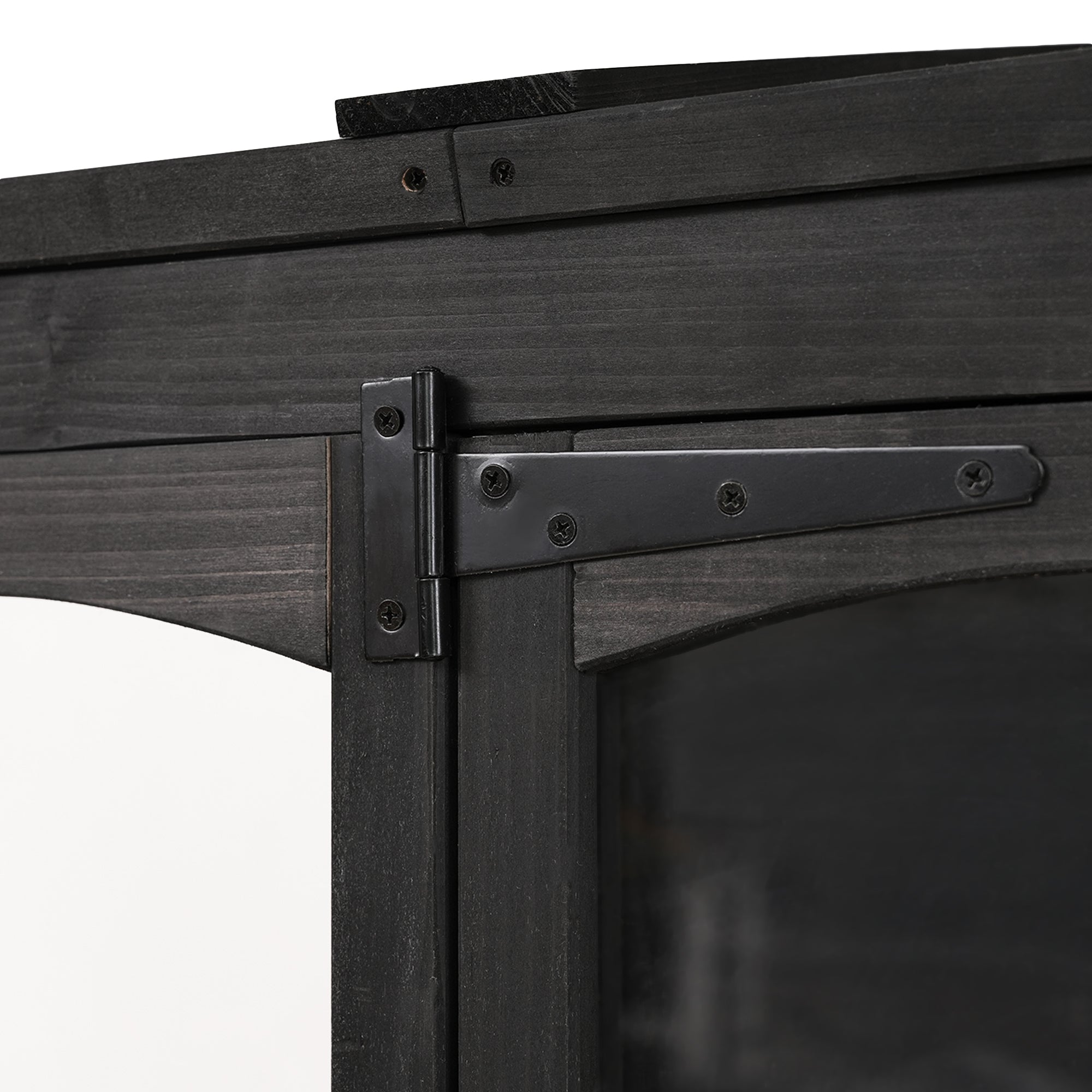 78‑Inch Wooden Walk‑In Greenhouse Cold Frame — 4 Skylights, 2 Folding Shelves & Polycarbonate Panels Black
