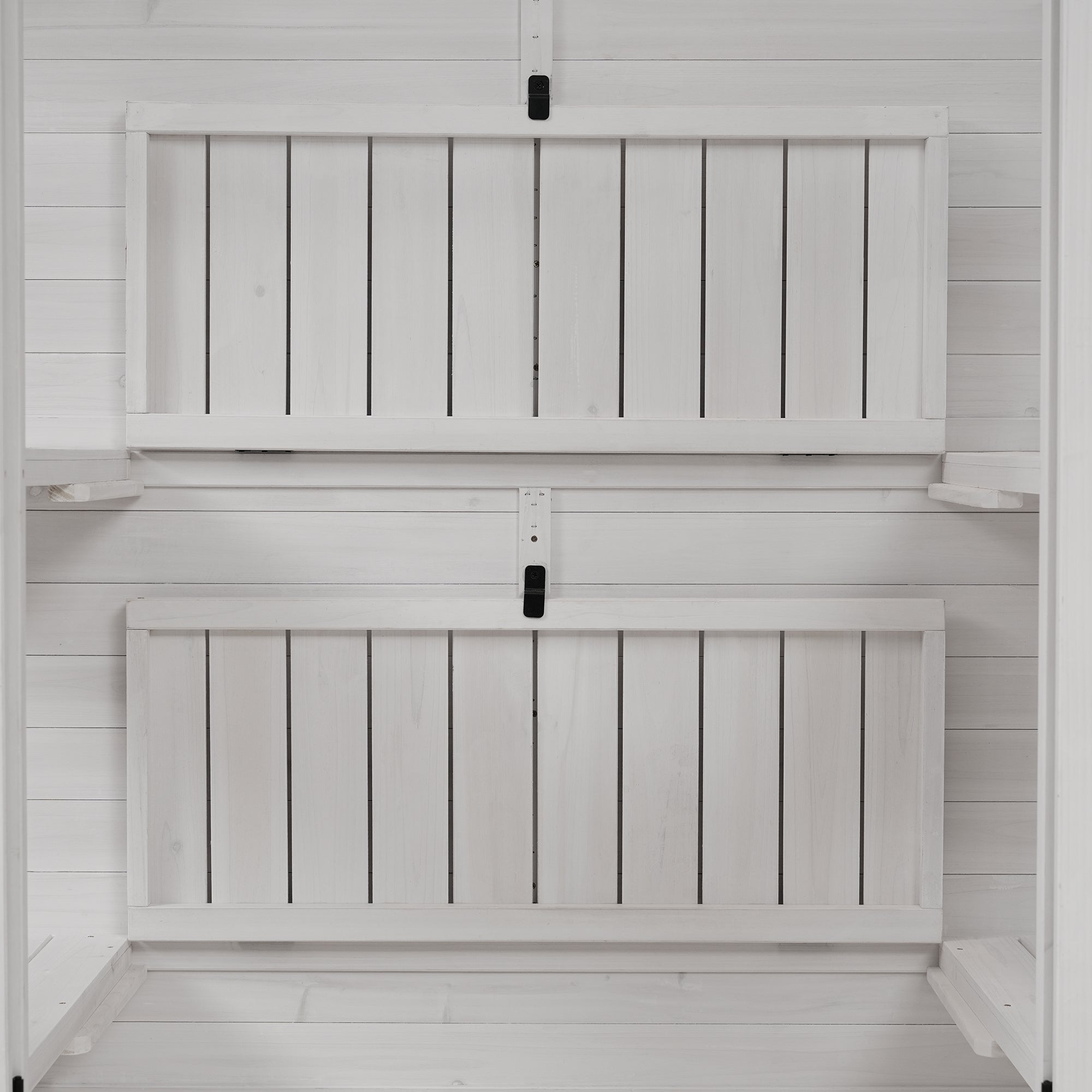 78‑Inch Wooden Walk‑In Greenhouse Cold Frame — 4 Skylights, 2 Folding Shelves & Polycarbonate Panels White