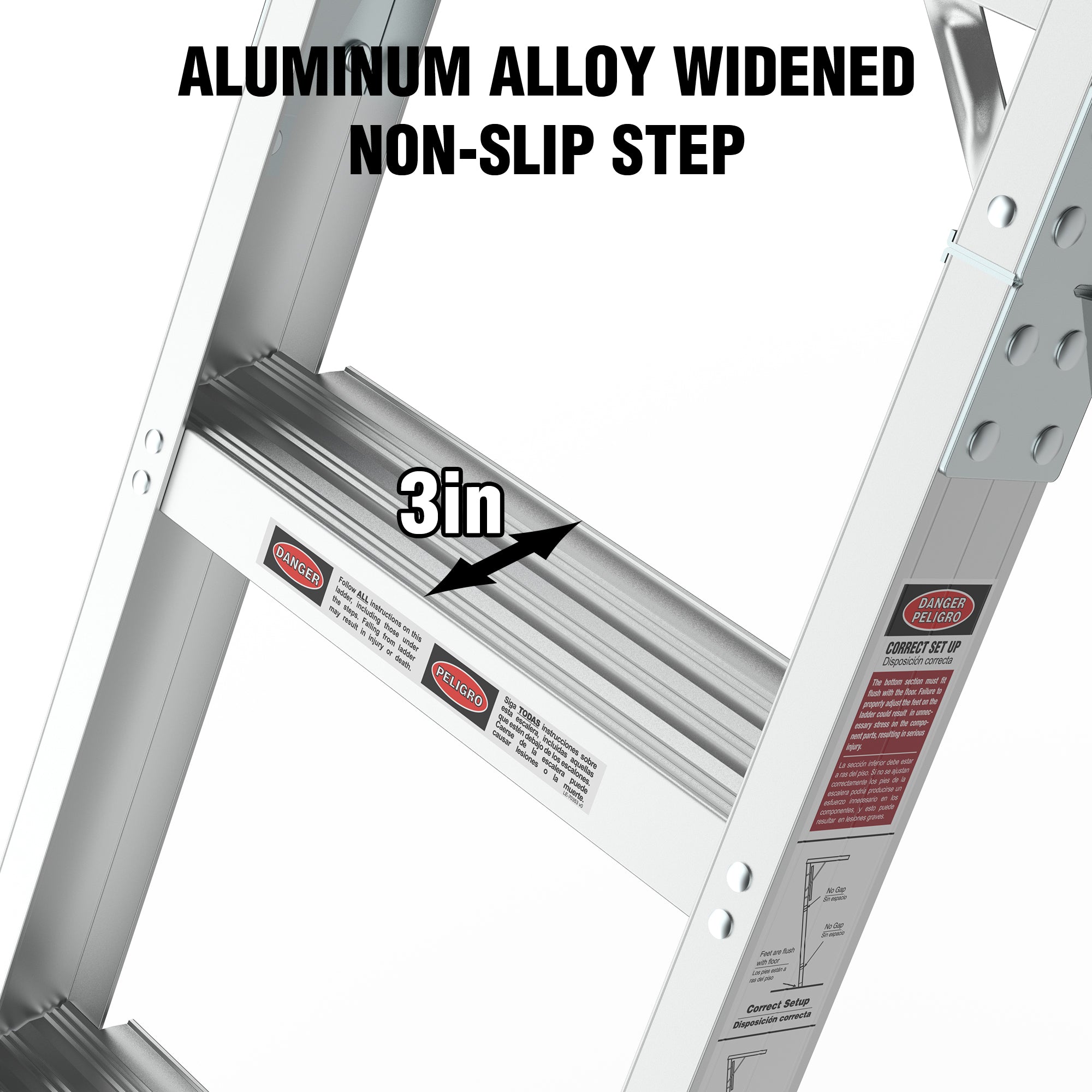 Aluminum Attic Ladder – 350 lb Capacity, 22.5" x 54" Opening, Fits 7'8" to 10'3" Ceilings, Metallic Grey
