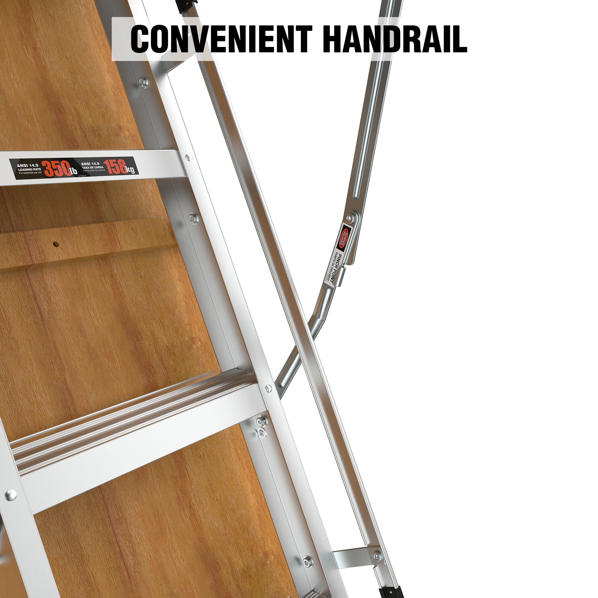 Aluminum Attic Ladder – 350 lb Capacity, 22.5" x 54" Opening, Fits 7'8" to 10'3" Ceilings, Metallic Grey